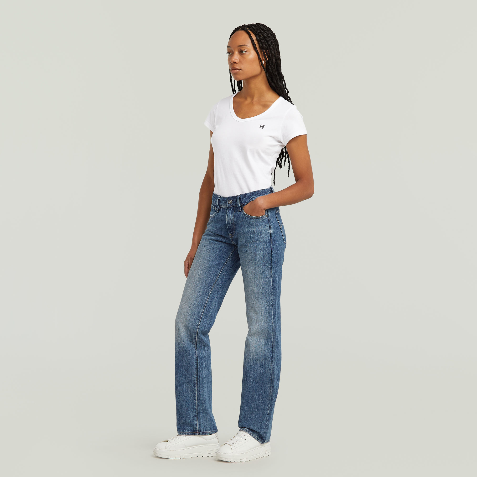 G-Star RAW G-Low Straight Jeans Midden blauw Dames