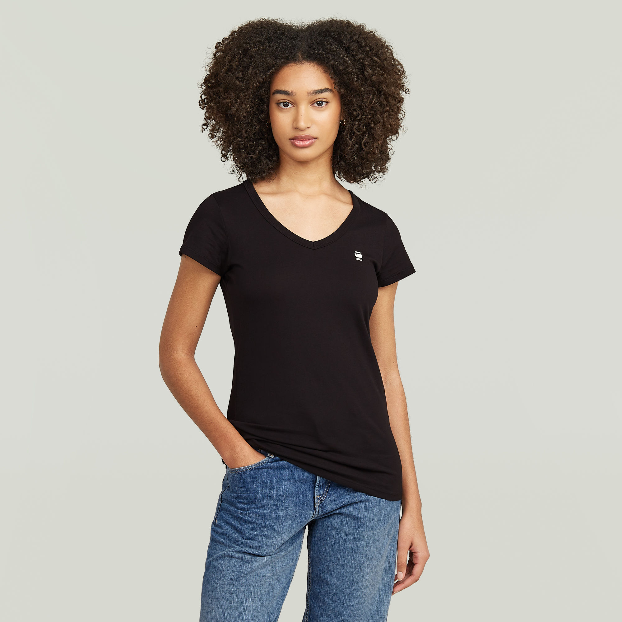 G-Star RAW Slim V-Hals Top 2 Stuks Zwart Dames
