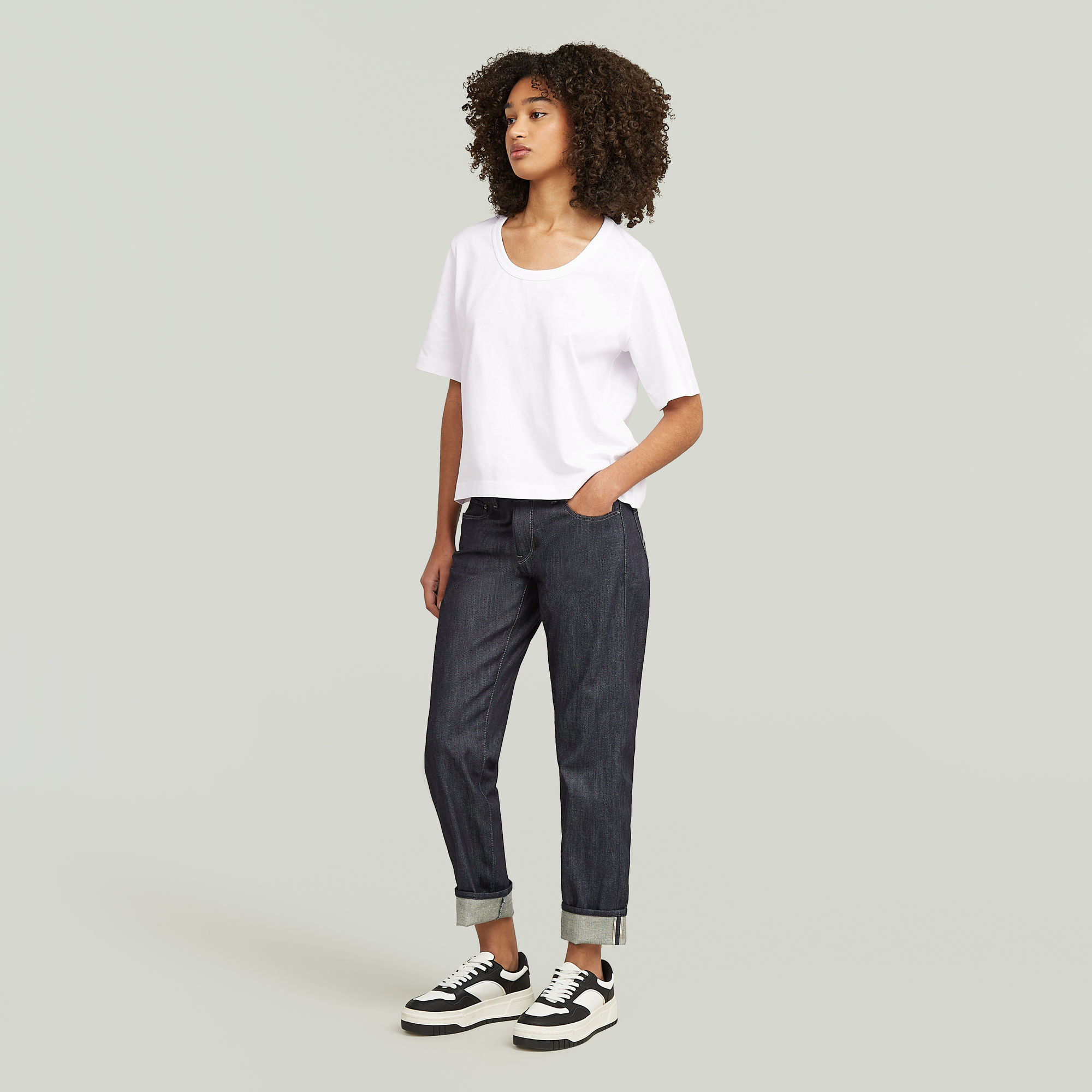 G-Star RAW Deep U-Neck Top Wit Dames