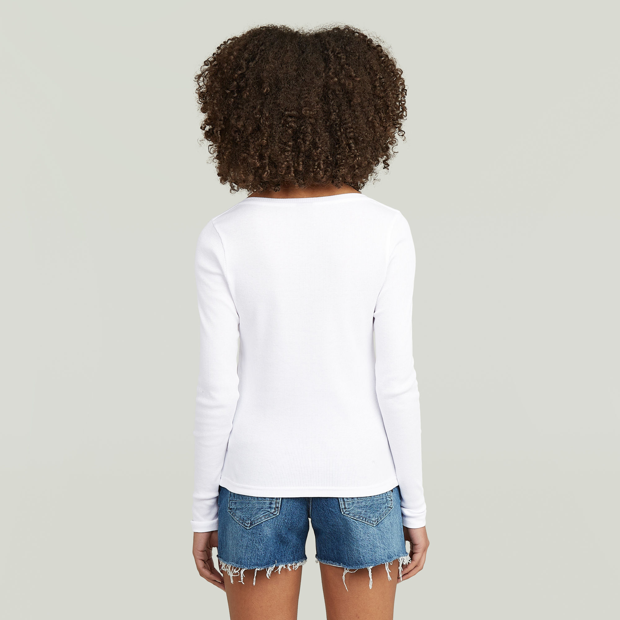 G-Star RAW Deep V Henley Slim Top Wit Dames