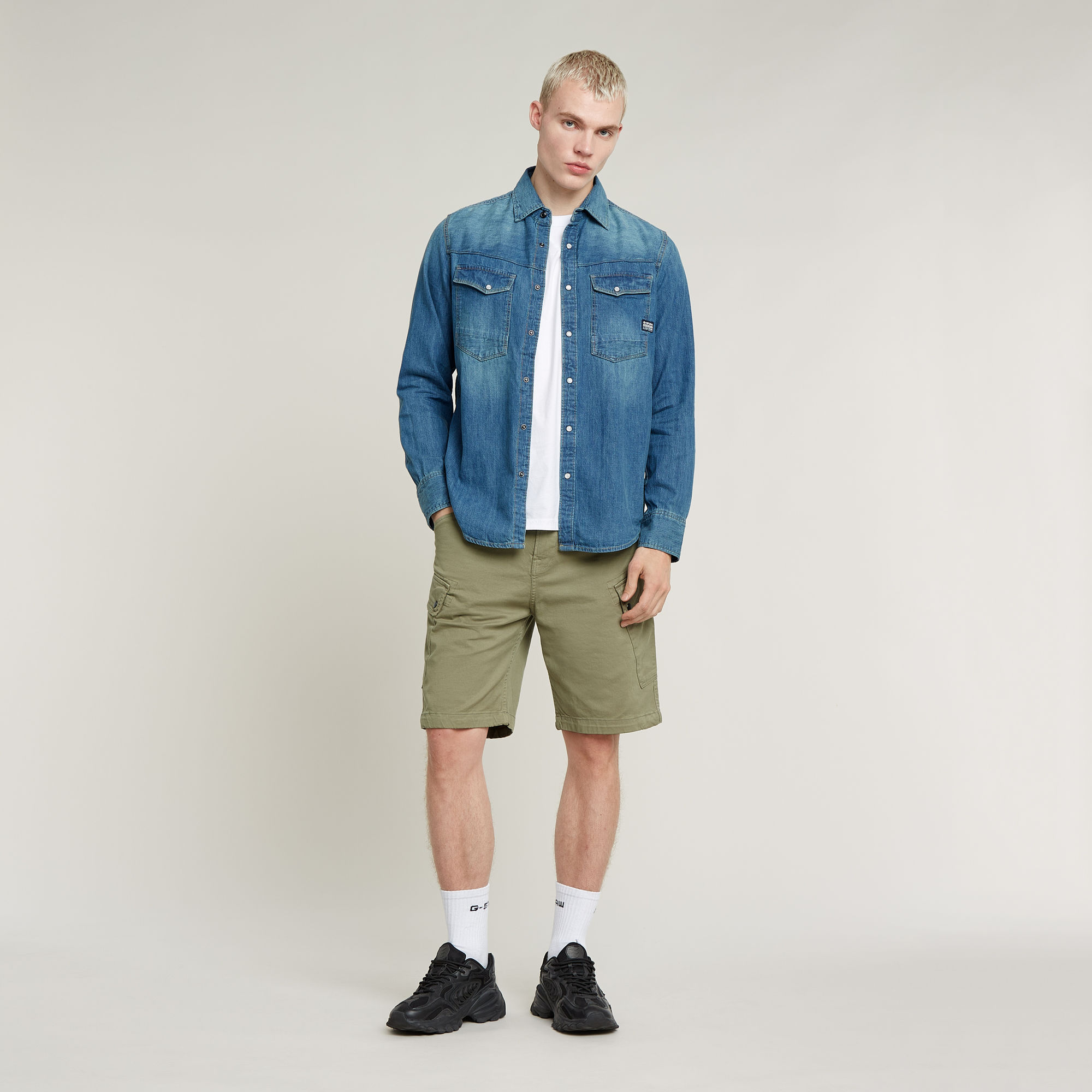 Thumbnail - Dakota Slim Denim Hemd - Mittelblau - Herren