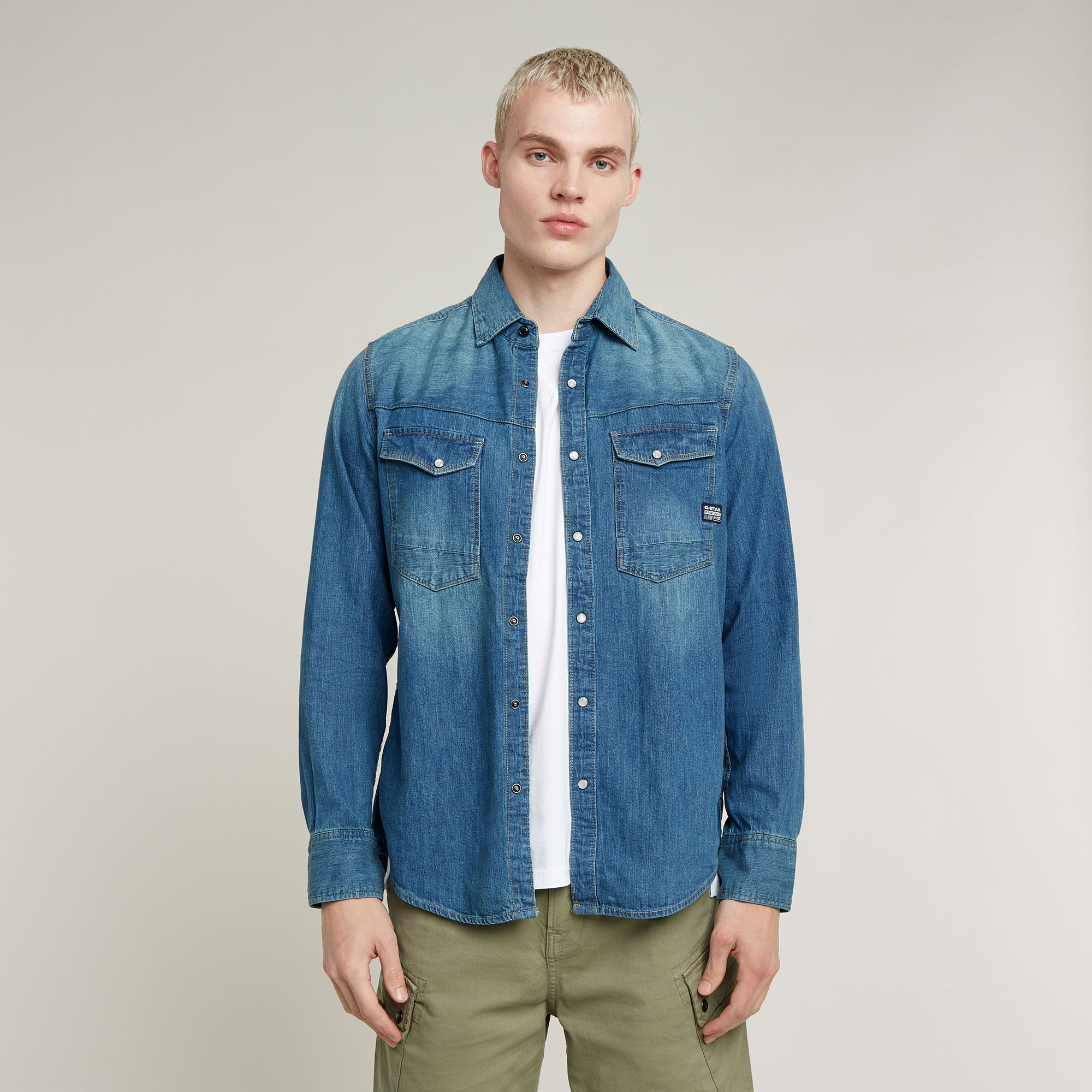 

Dakota Slim Denim Shirt - Midden blauw - Heren