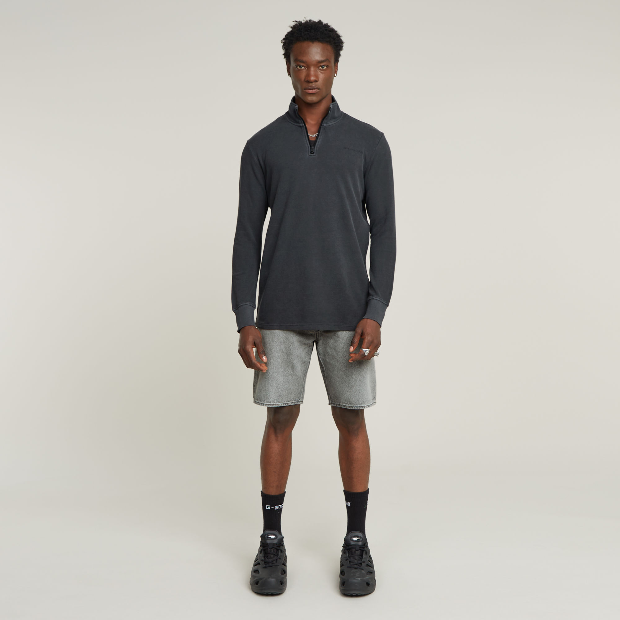 G-Star RAW Overdyed Half Zip Tweeter Zwart Heren