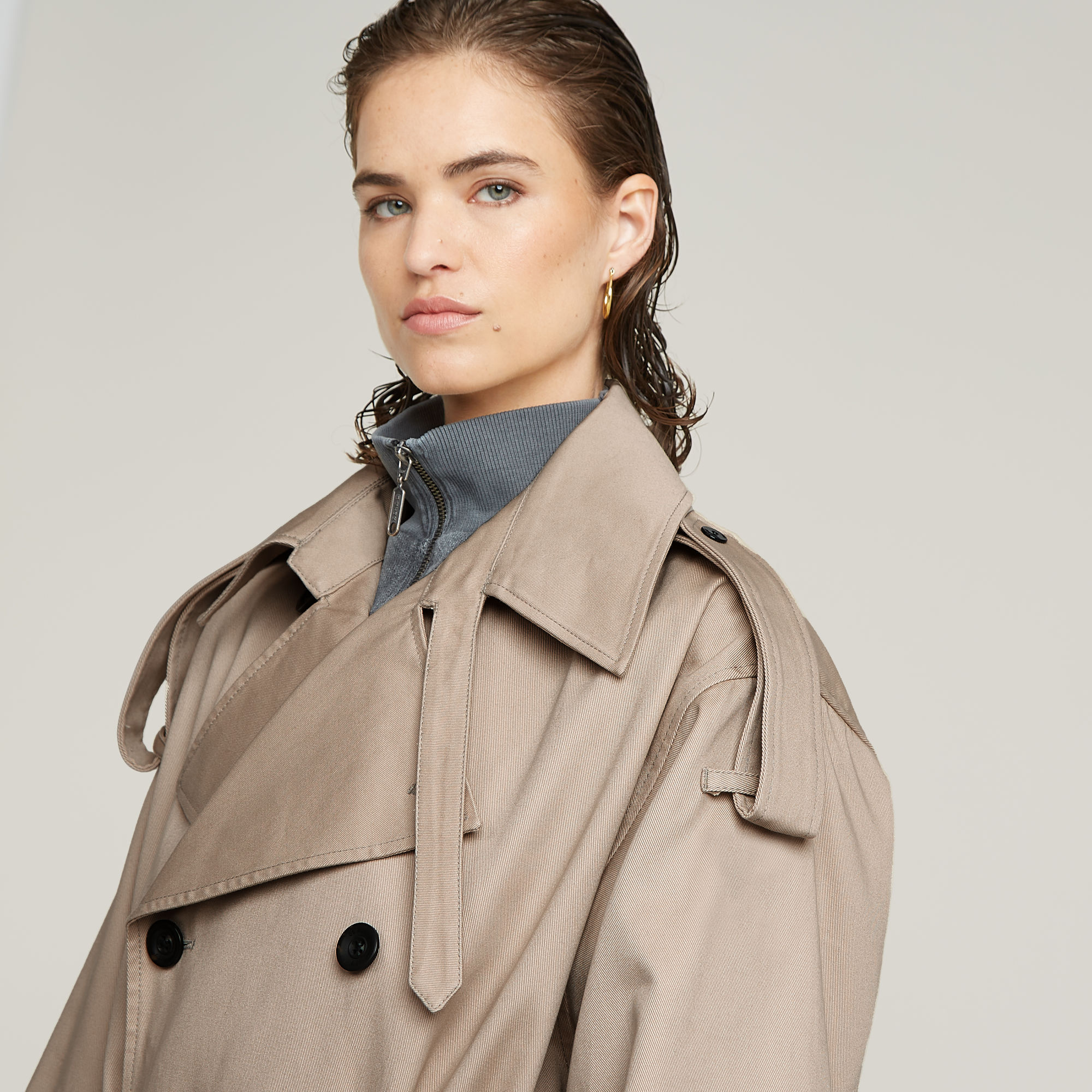 G-Star RAW Macro Balloon Trenchcoat Beige Dames