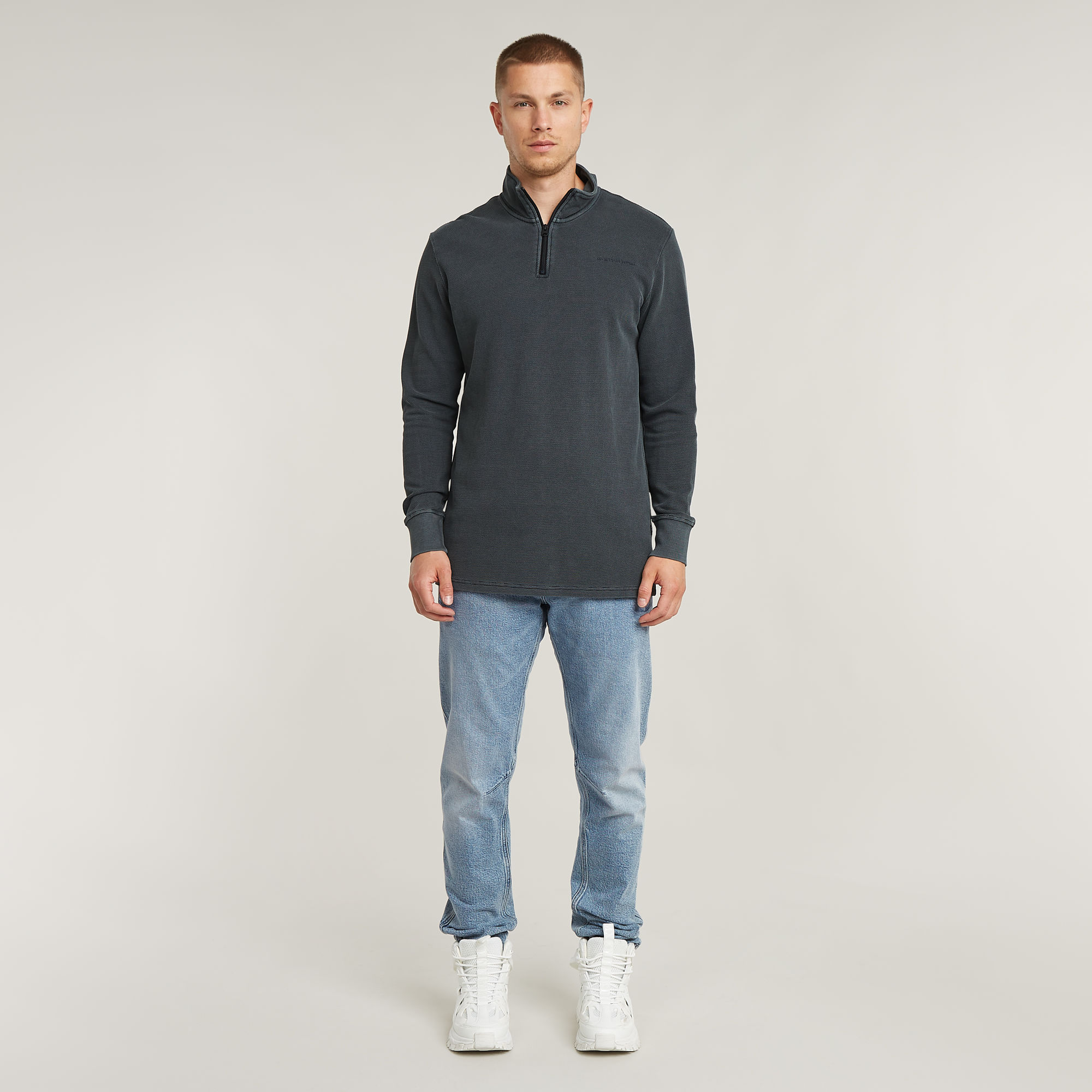 G-Star RAW Overdyed Half Zip Tweeter Donkerblauw Heren