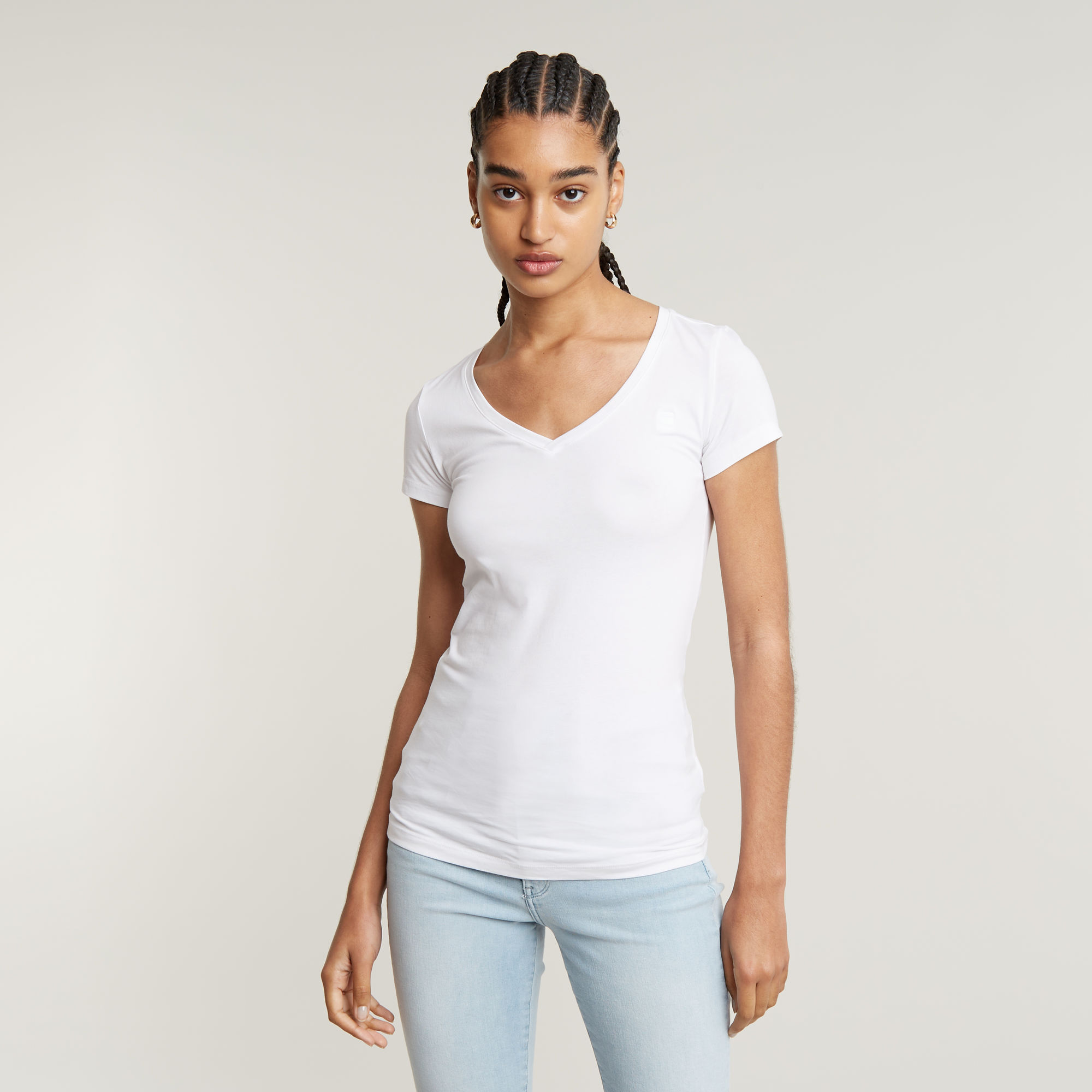 

Base V-Neck Cap Top - White - Women