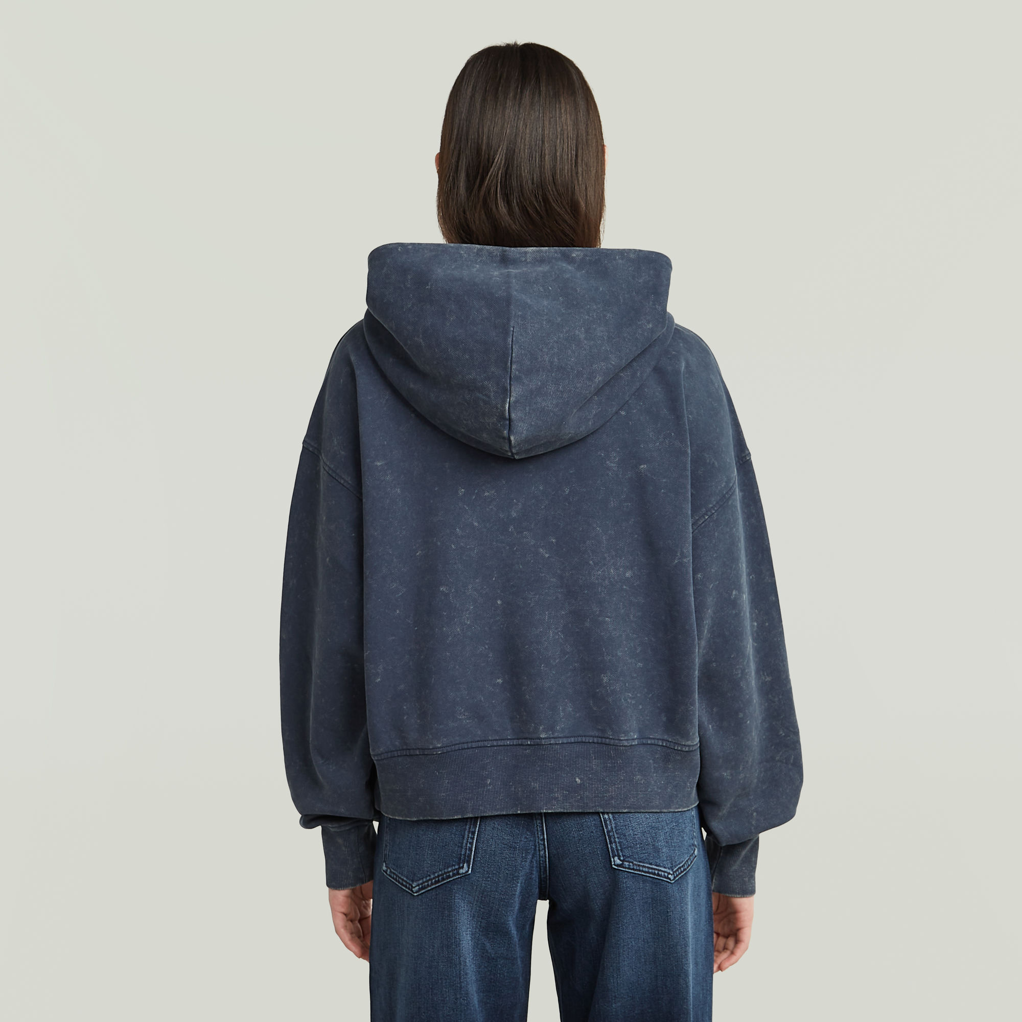 G-Star RAW Washed A-Line Script Hoodie Donkerblauw Dames