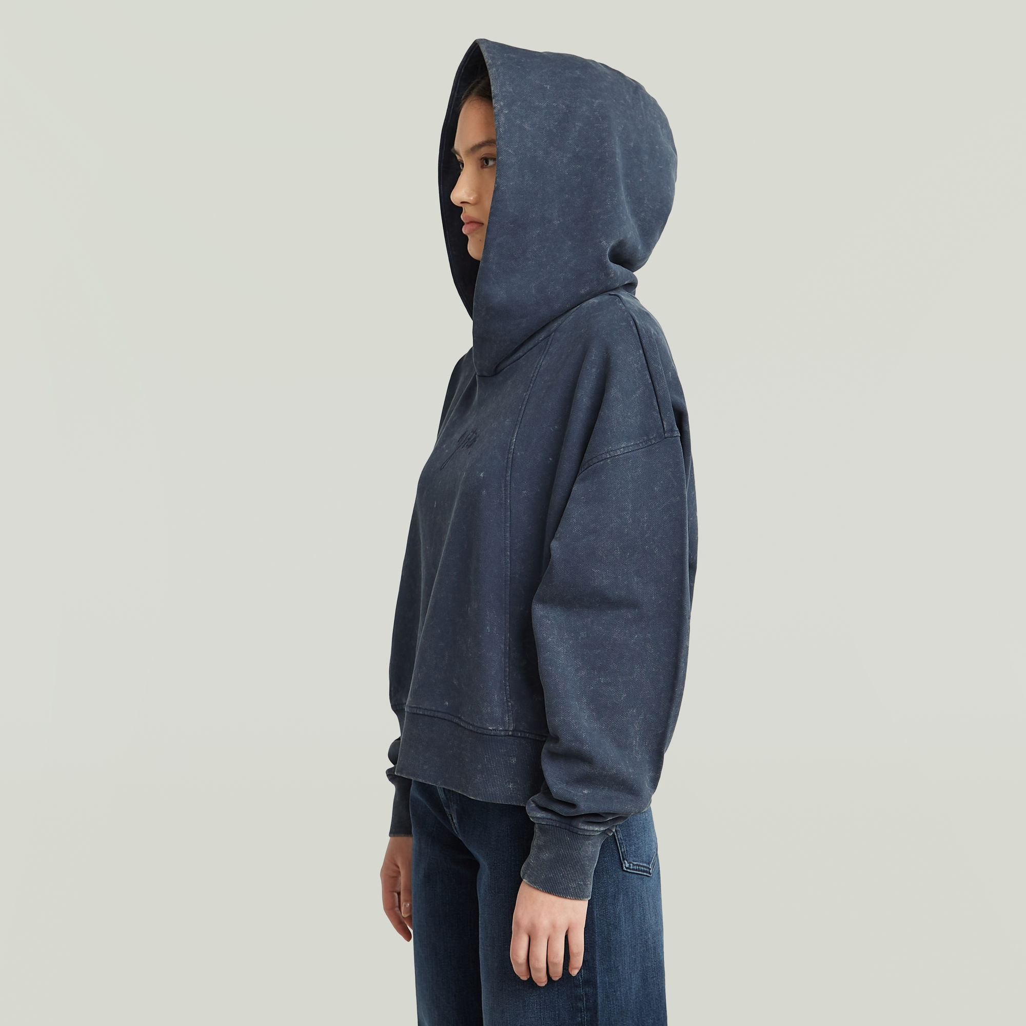 G-Star RAW Washed A-Line Script Hoodie Donkerblauw Dames