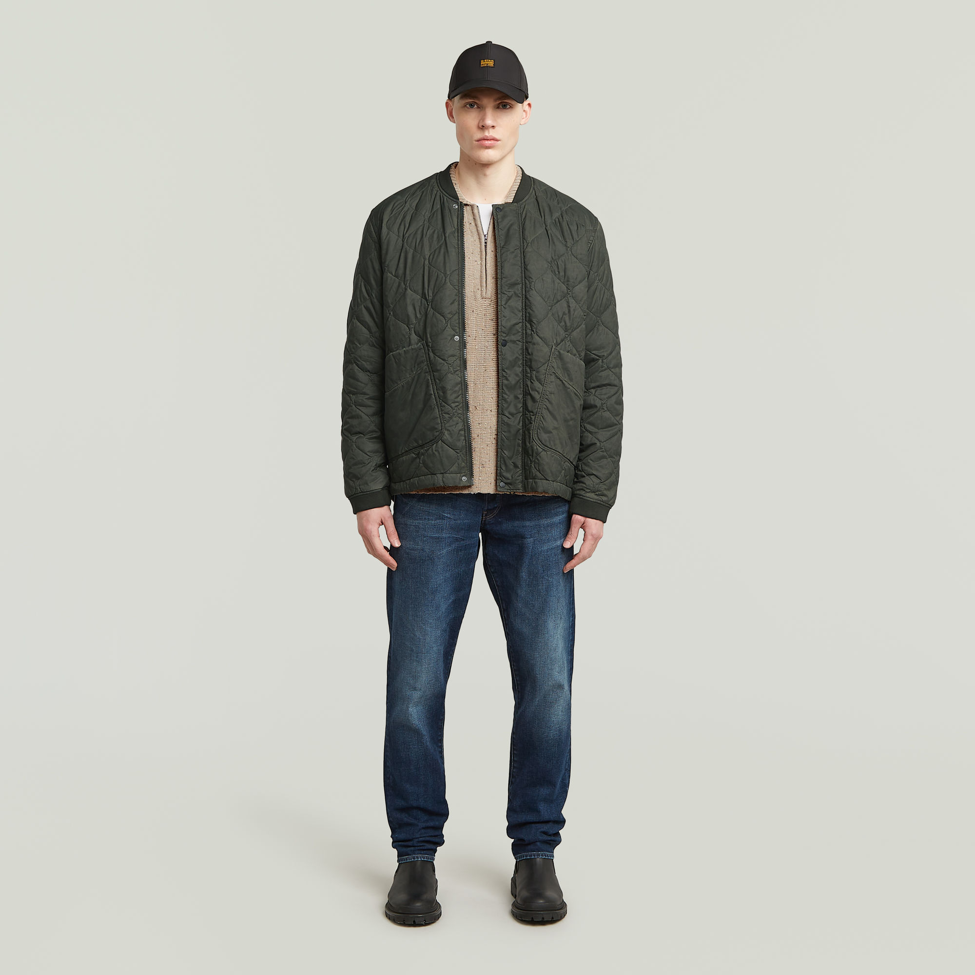 Thumbnail - Lightweight Quilted Padded Jacke - Braun - Herren