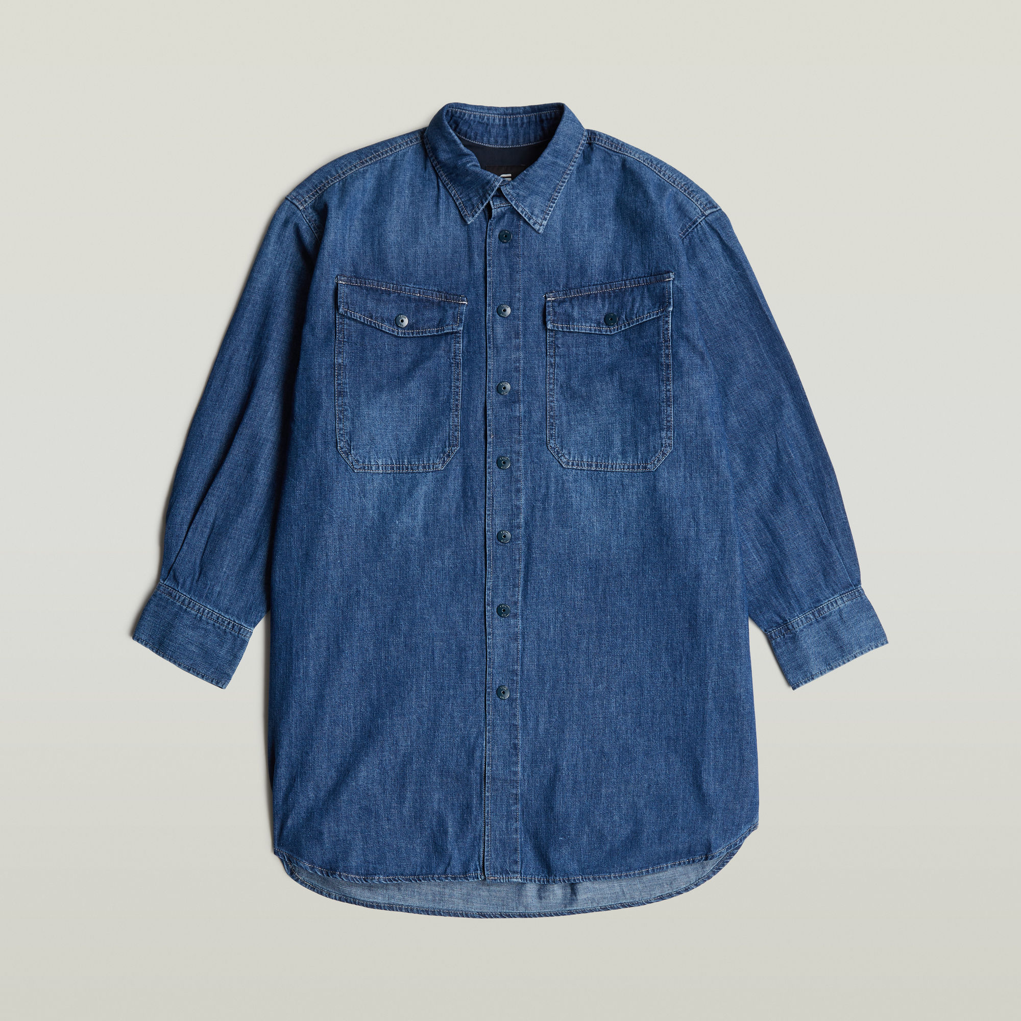G-Star RAW Oversized Denim Blouse Evergreen Midden blauw Dames