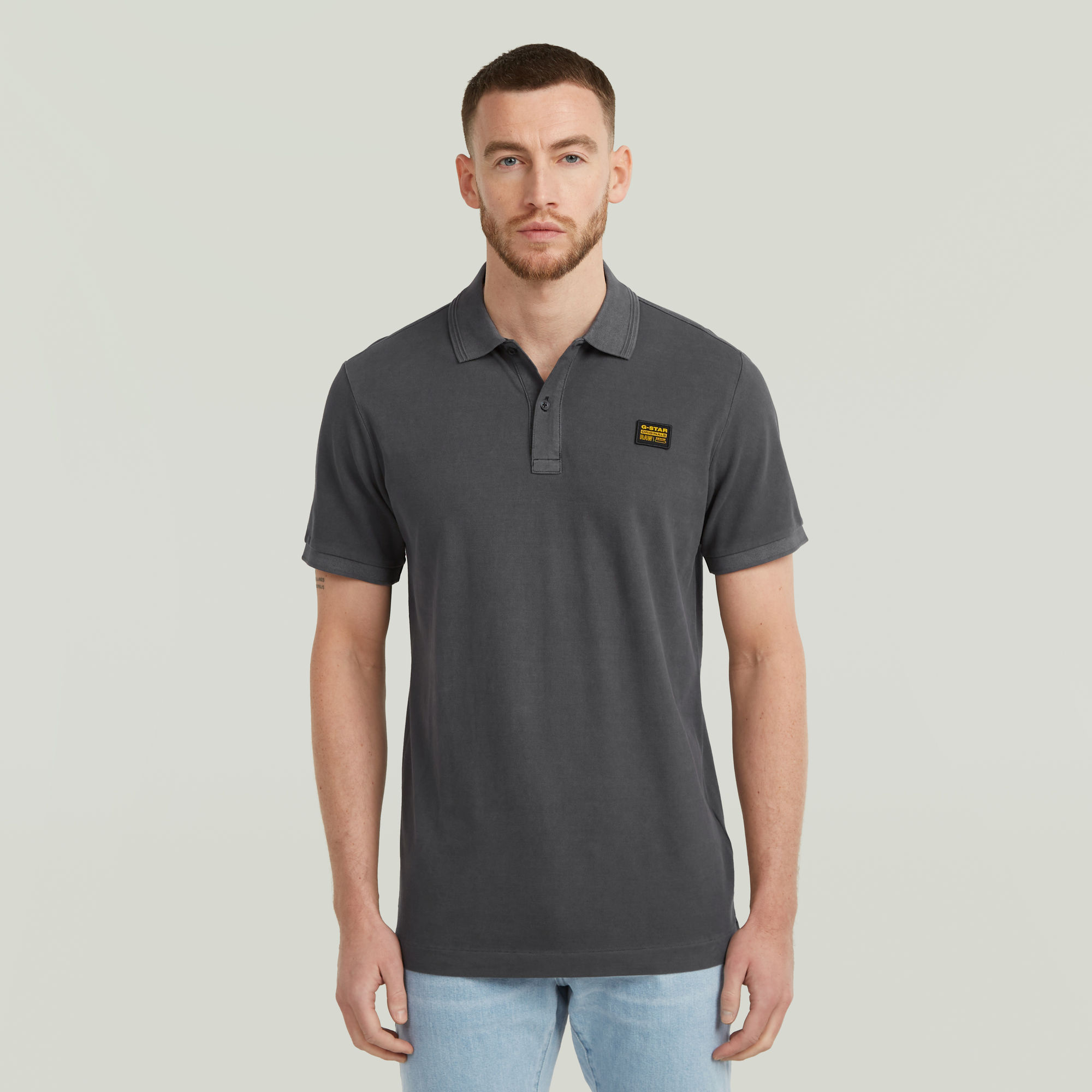 

Dunda Overdyed Slim Polo Badge - Black - Men