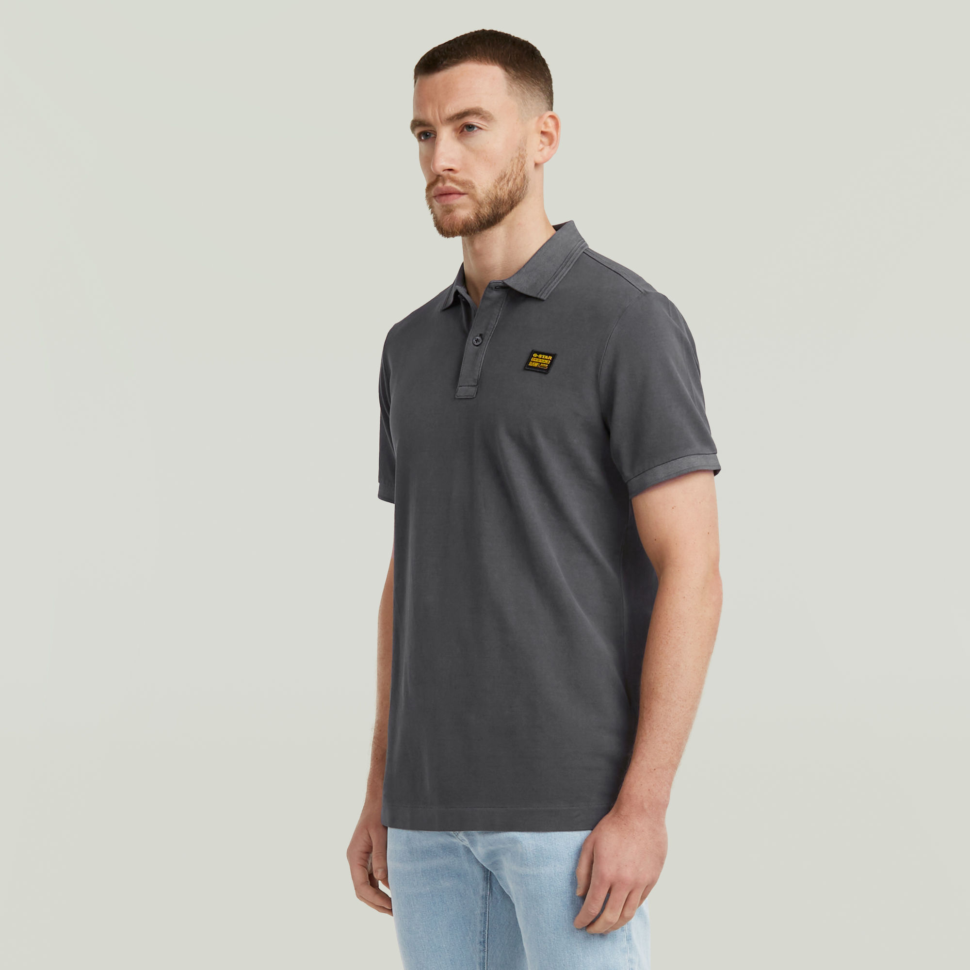G-Star RAW Dunda Overdyed Slim Polo Badge Zwart Heren