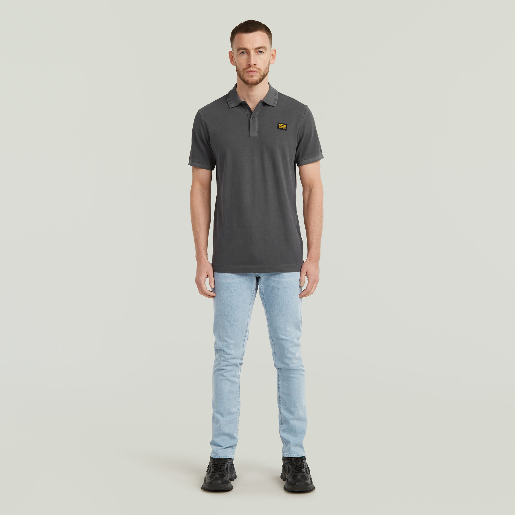 G-Star RAW Dunda Overdyed Slim Polo Badge Zwart Heren