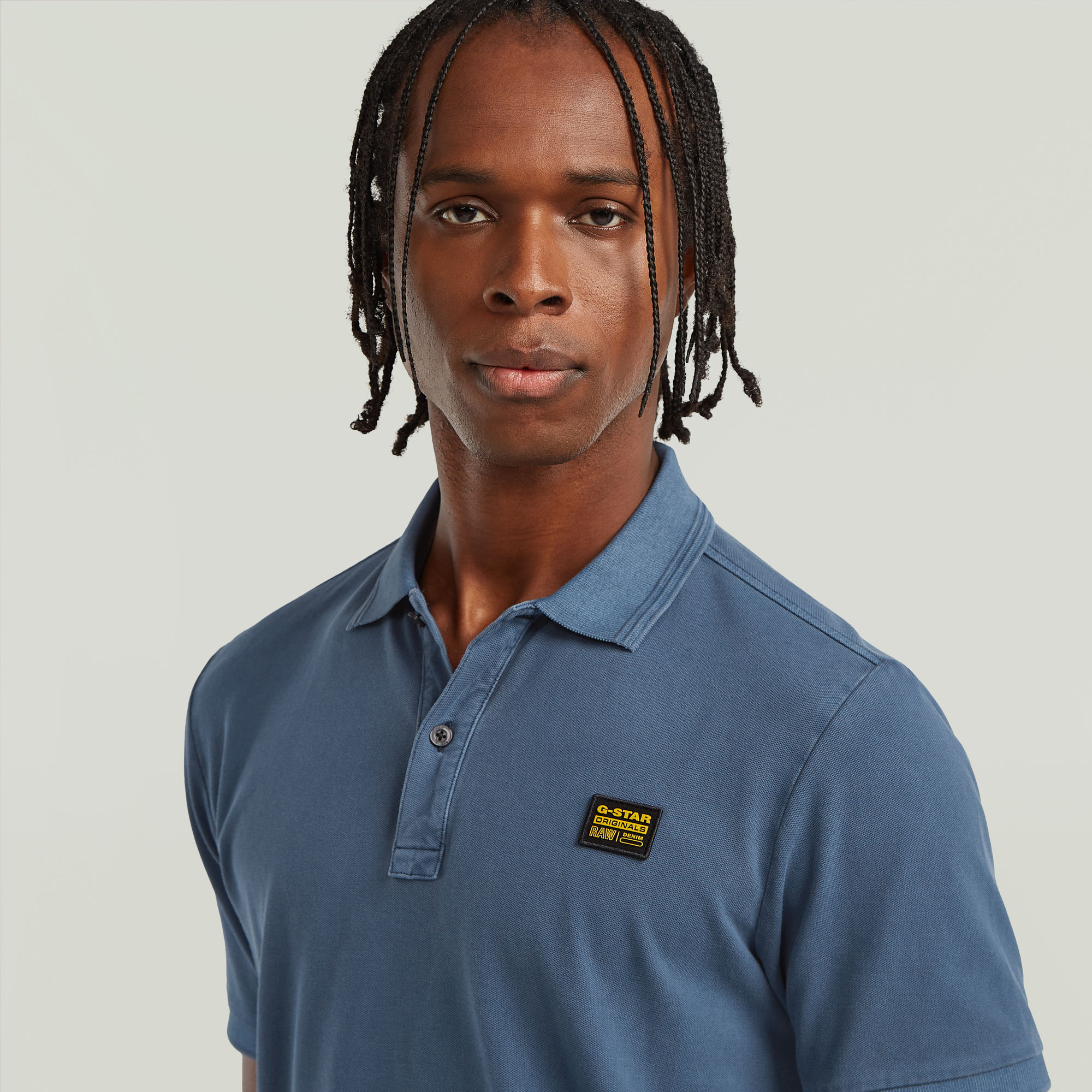 G-Star RAW Dunda Overdyed Slim Polo Badge Midden blauw Heren