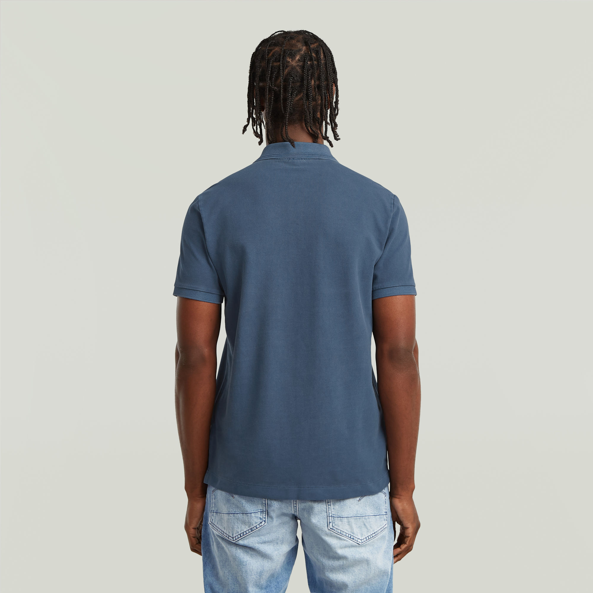 G-Star RAW Dunda Overdyed Slim Polo Badge Midden blauw Heren