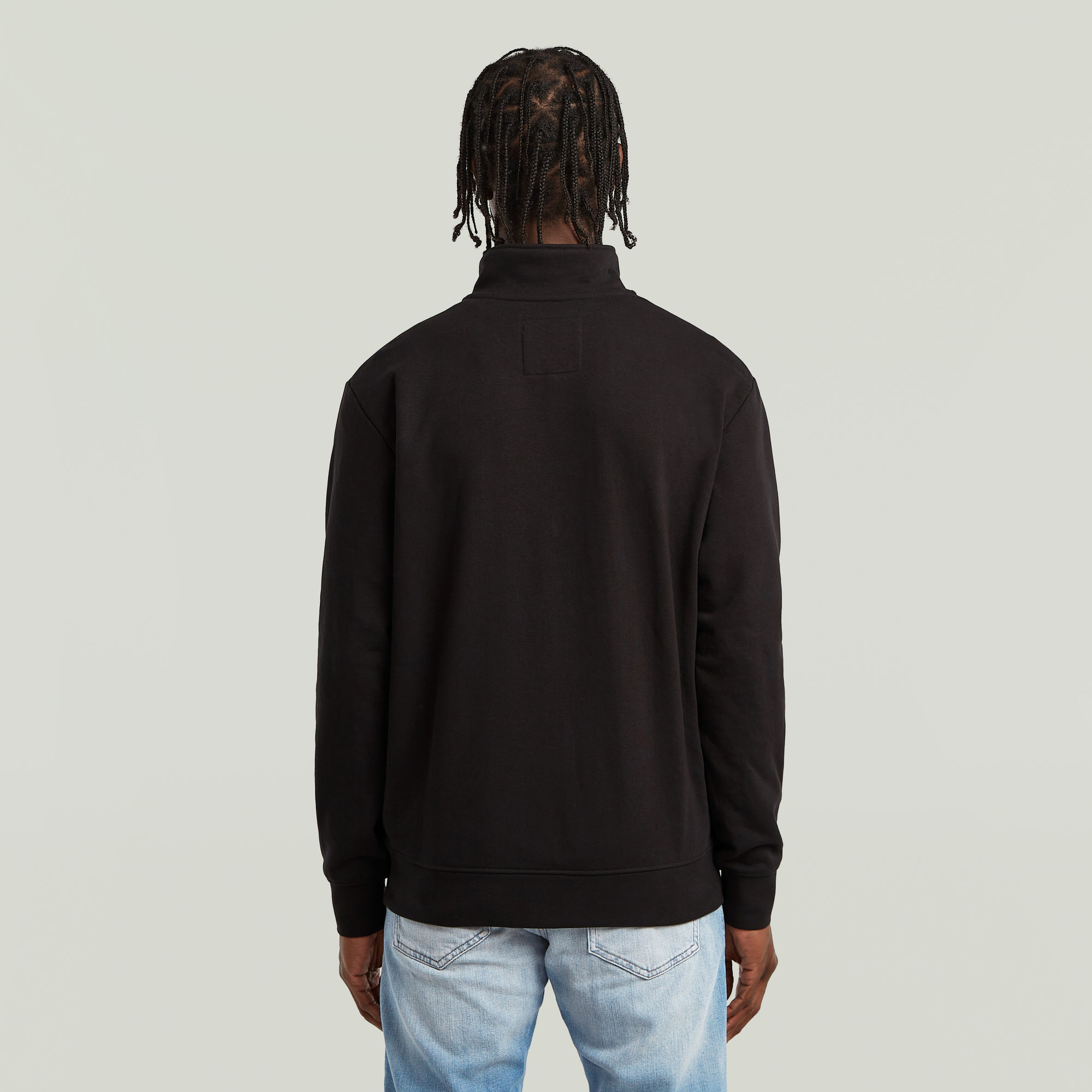 G-Star RAW Half Zip Sweater Label Badge Zwart Heren