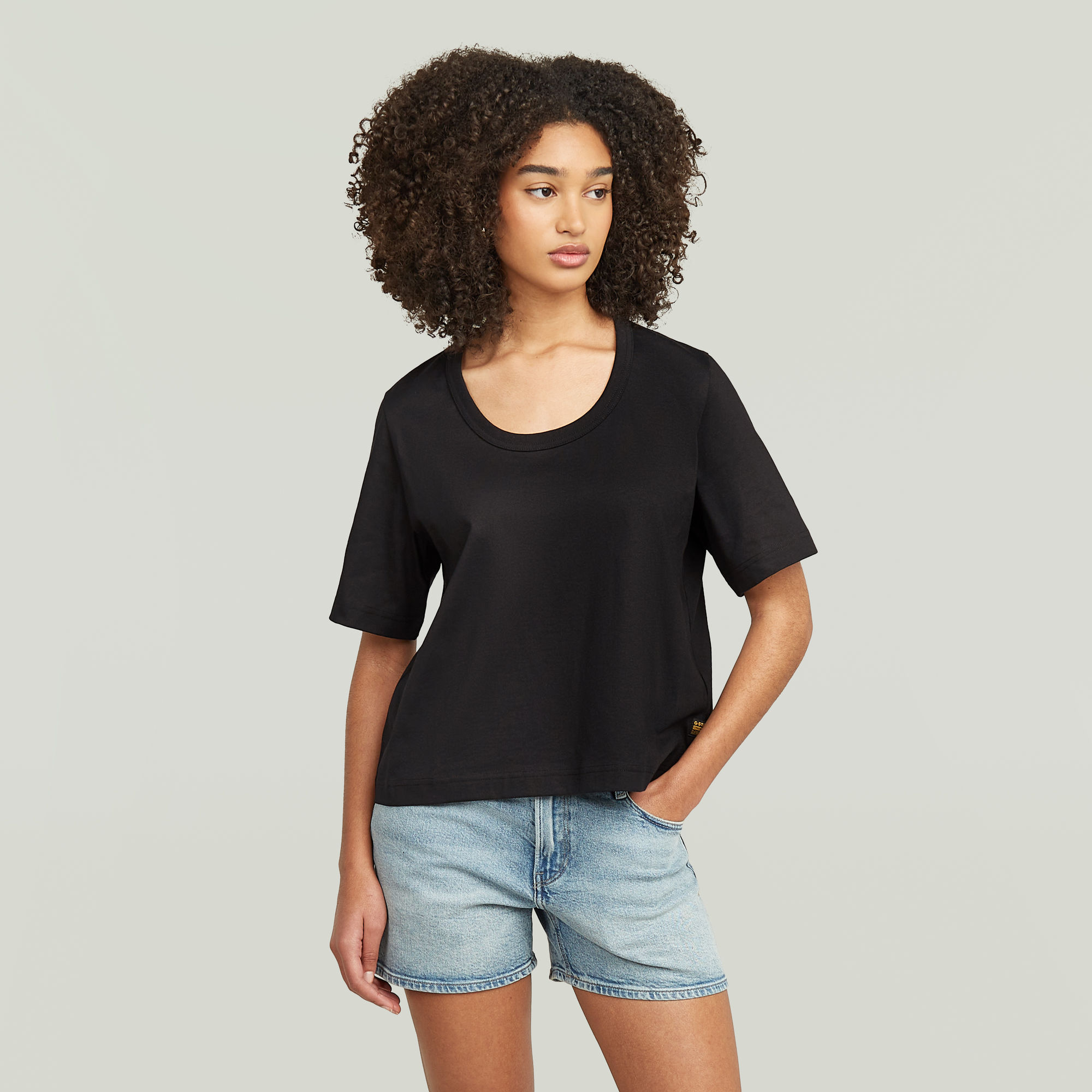 G-Star RAW Deep U-Neck Top Zwart Dames