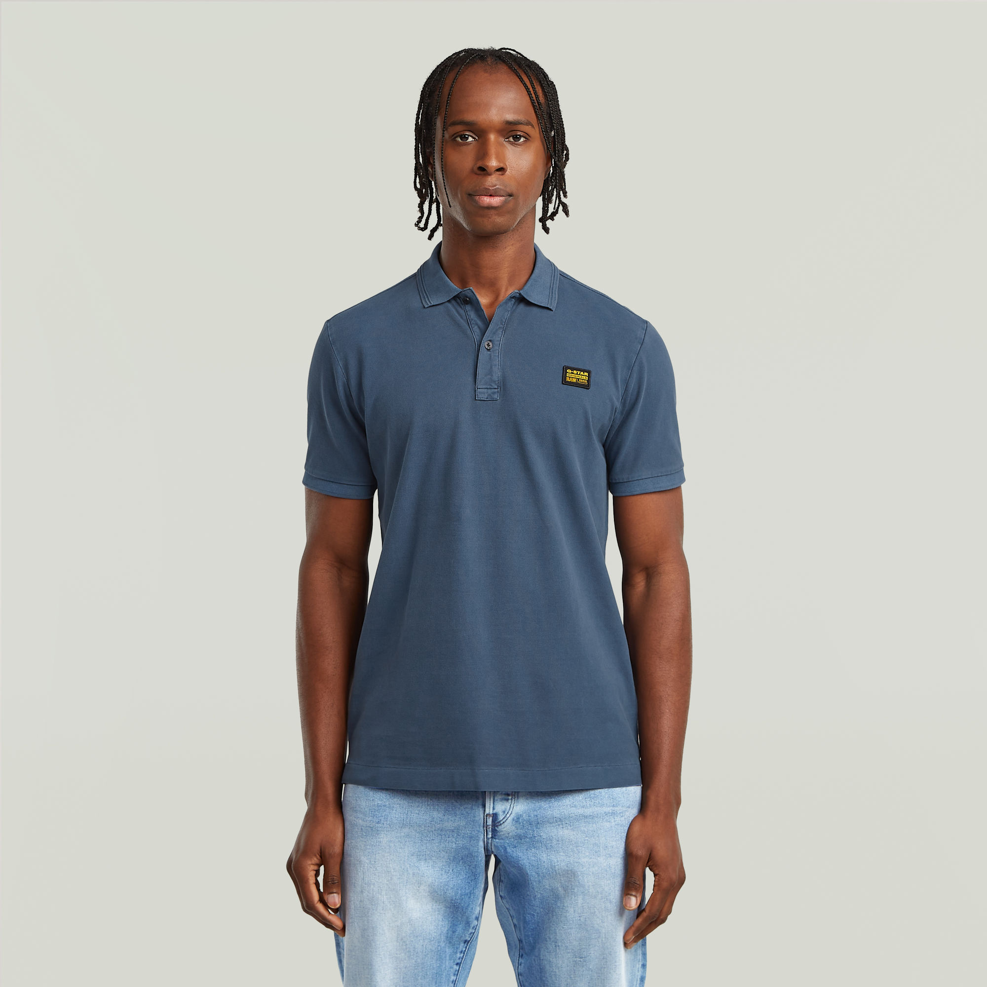 

Dunda Overdyed Slim Polo Badge - Medium blue - Men