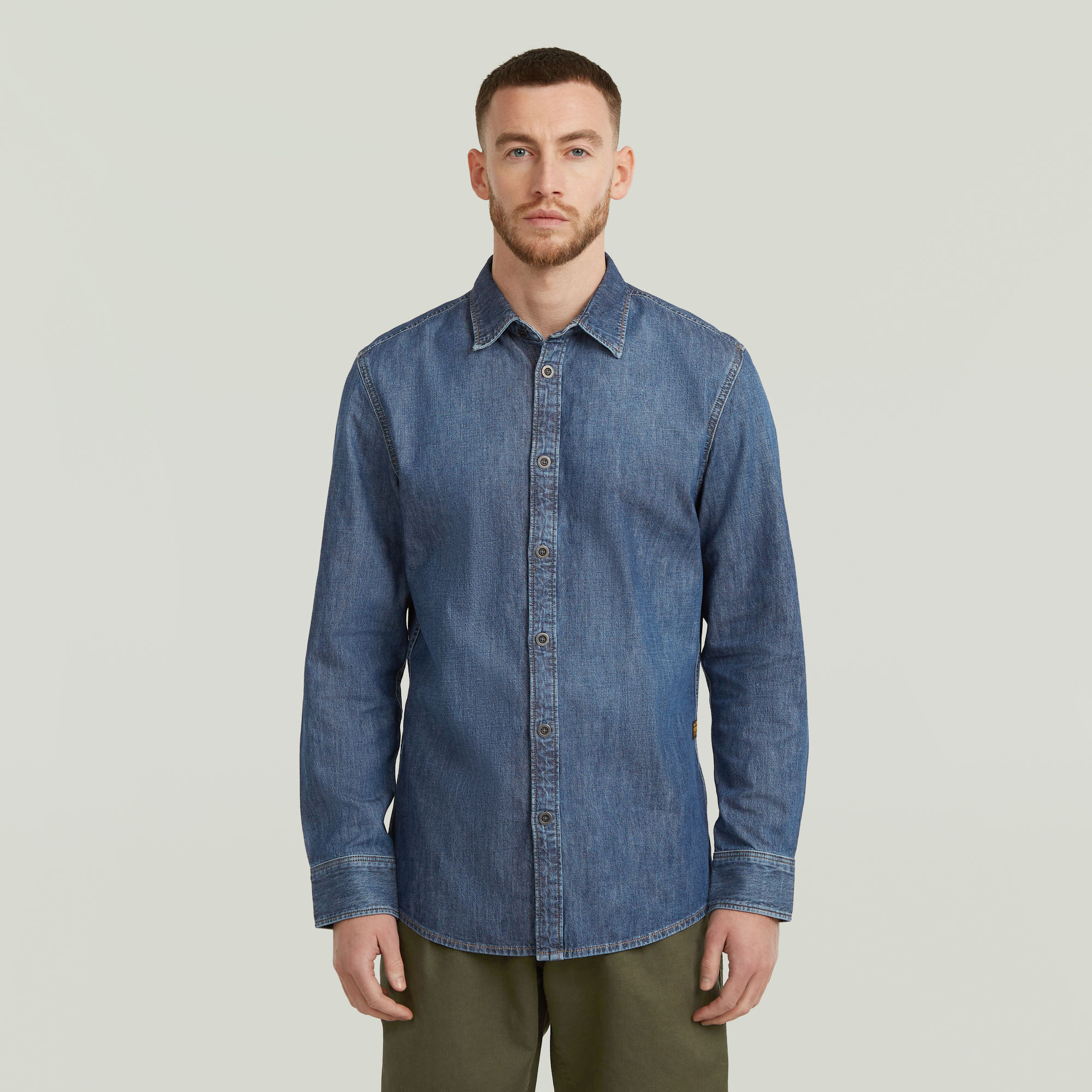 Clean Slim Hemd - Mittelblau - Herren