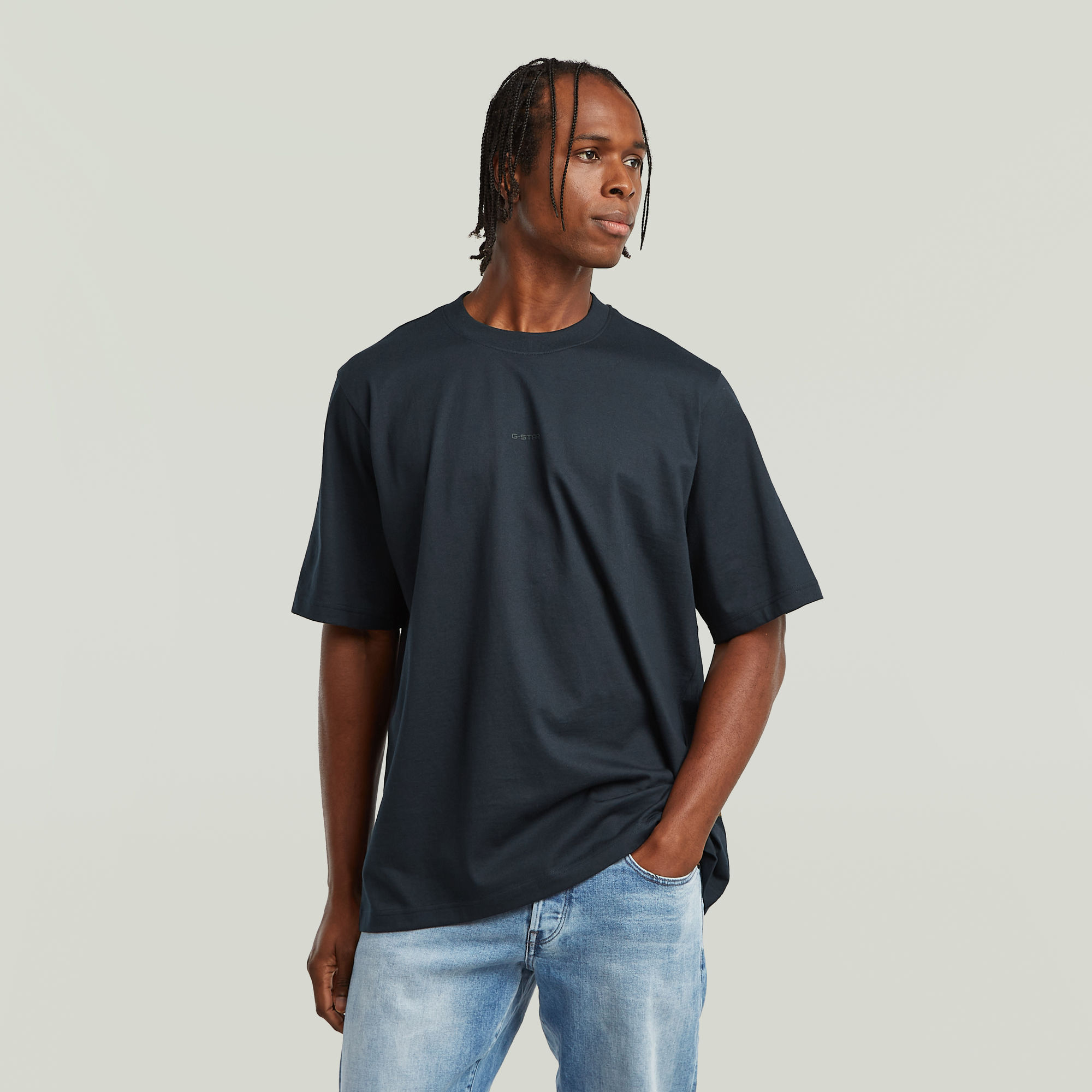 G-Star RAW Center Chest Logo Loose Boxy T-Shirt Donkerblauw Heren
