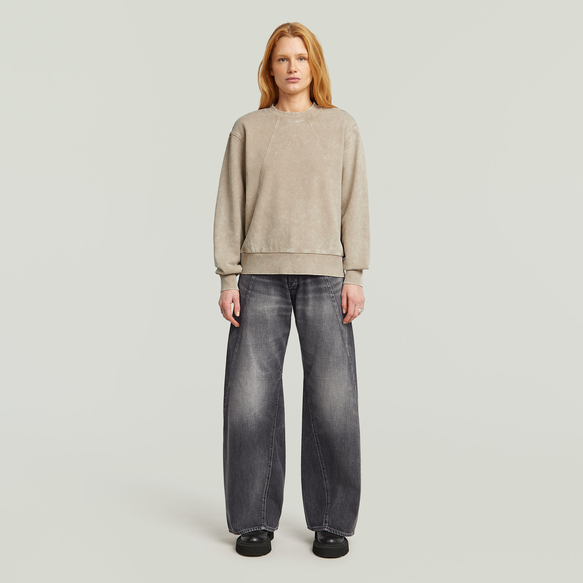 G-Star RAW Washed A Line Script Sweater Beige Dames