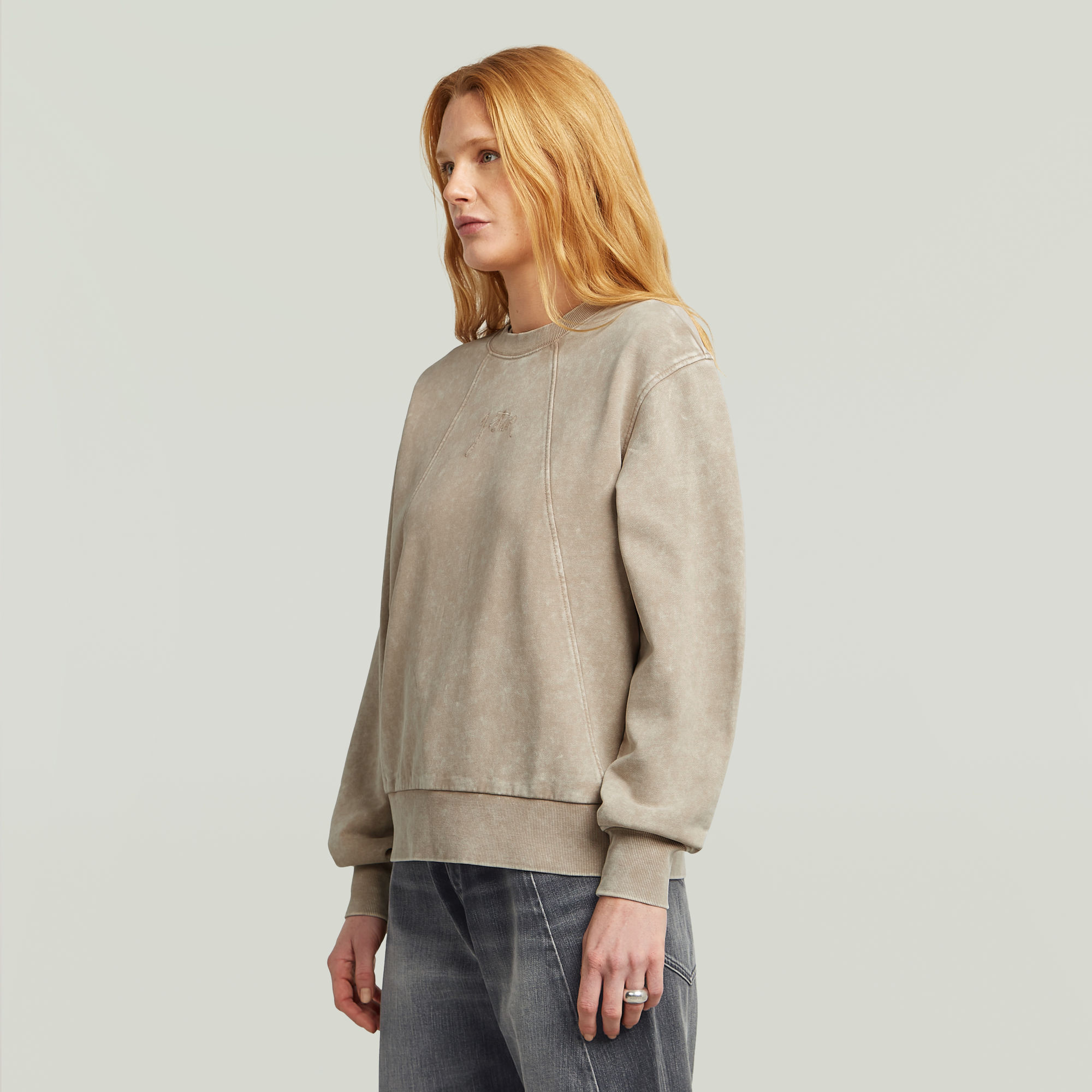 G-Star RAW Washed A Line Script Sweater Beige Dames