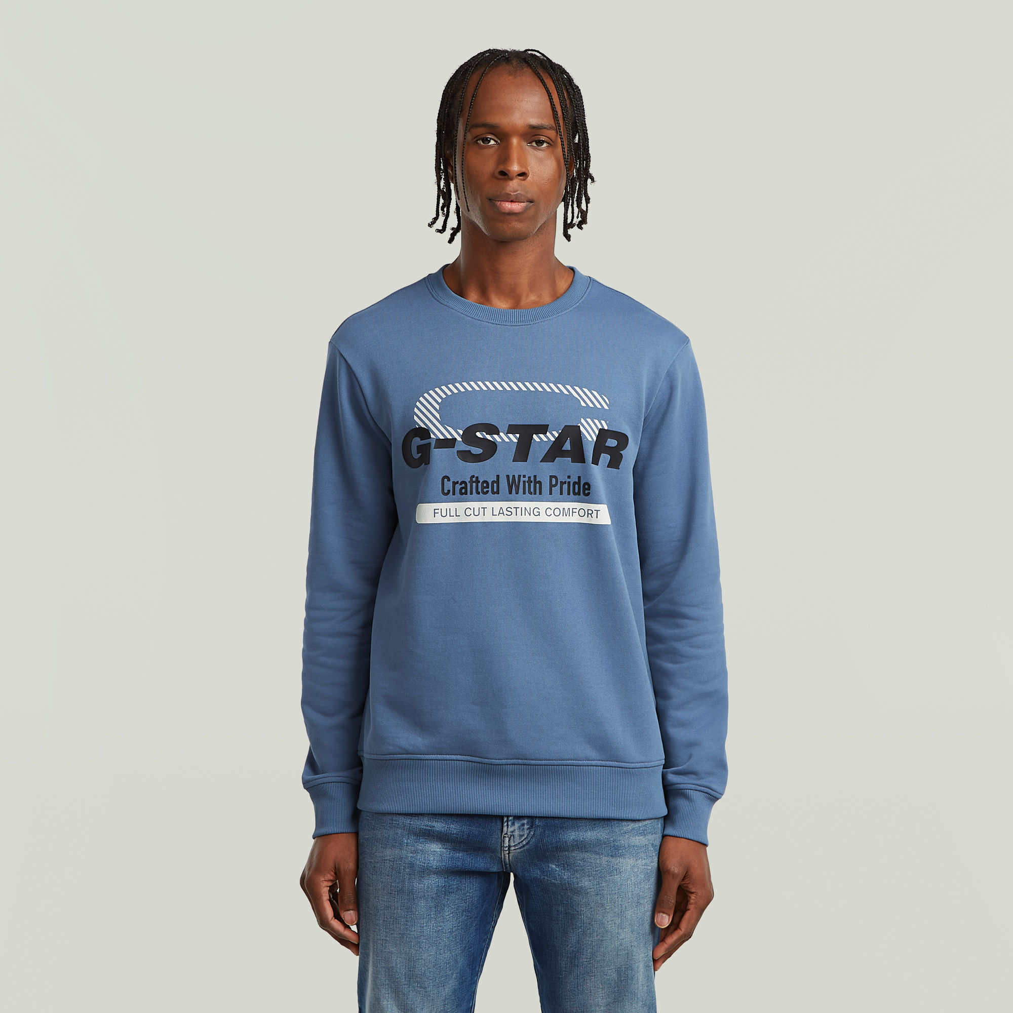 G-Star RAW Center Chest Logo Sweater Midden blauw Heren