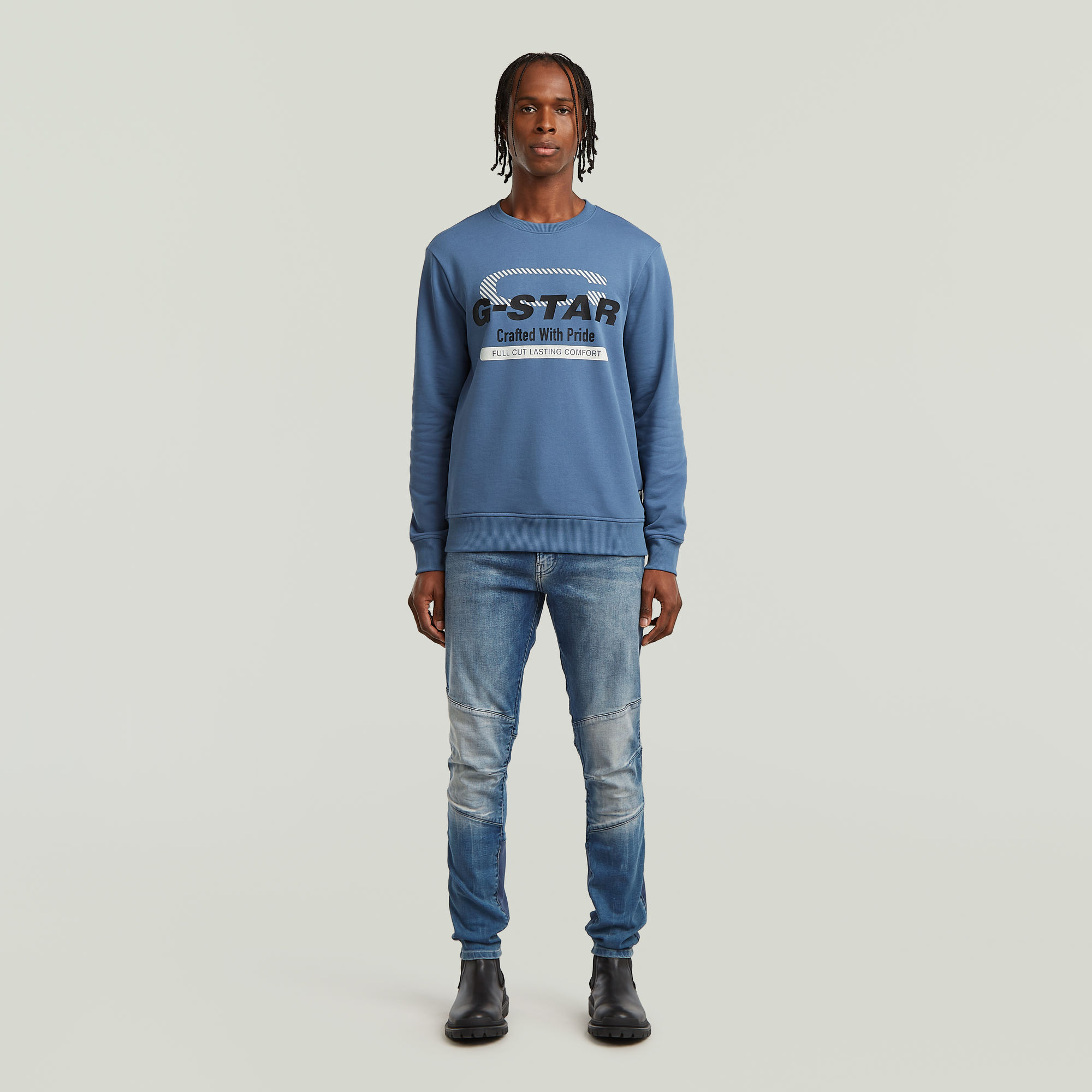G-Star RAW Center Chest Logo Sweater Midden blauw Heren