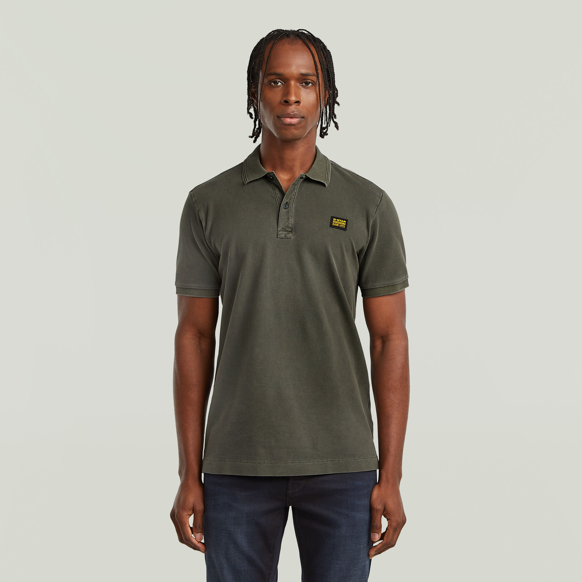 

Dunda Overdyed Slim Polo Badge - Grey - Men