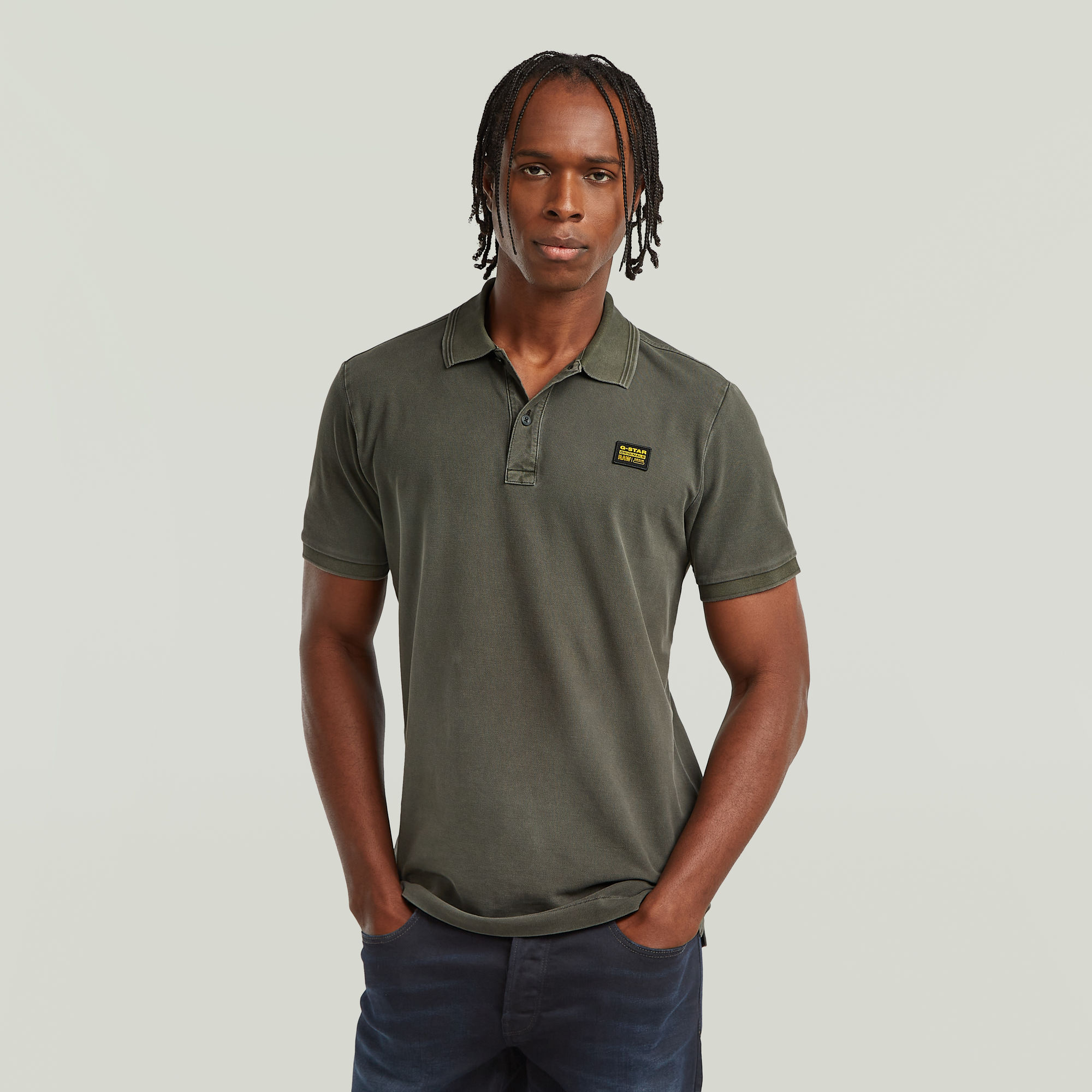 G-Star RAW Dunda Overdyed Slim Polo Badge Grijs Heren