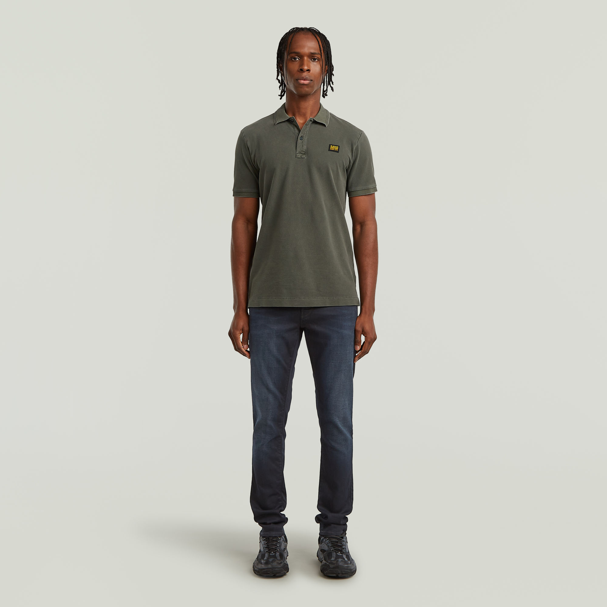 G-Star RAW Dunda Overdyed Slim Polo Badge Grijs Heren