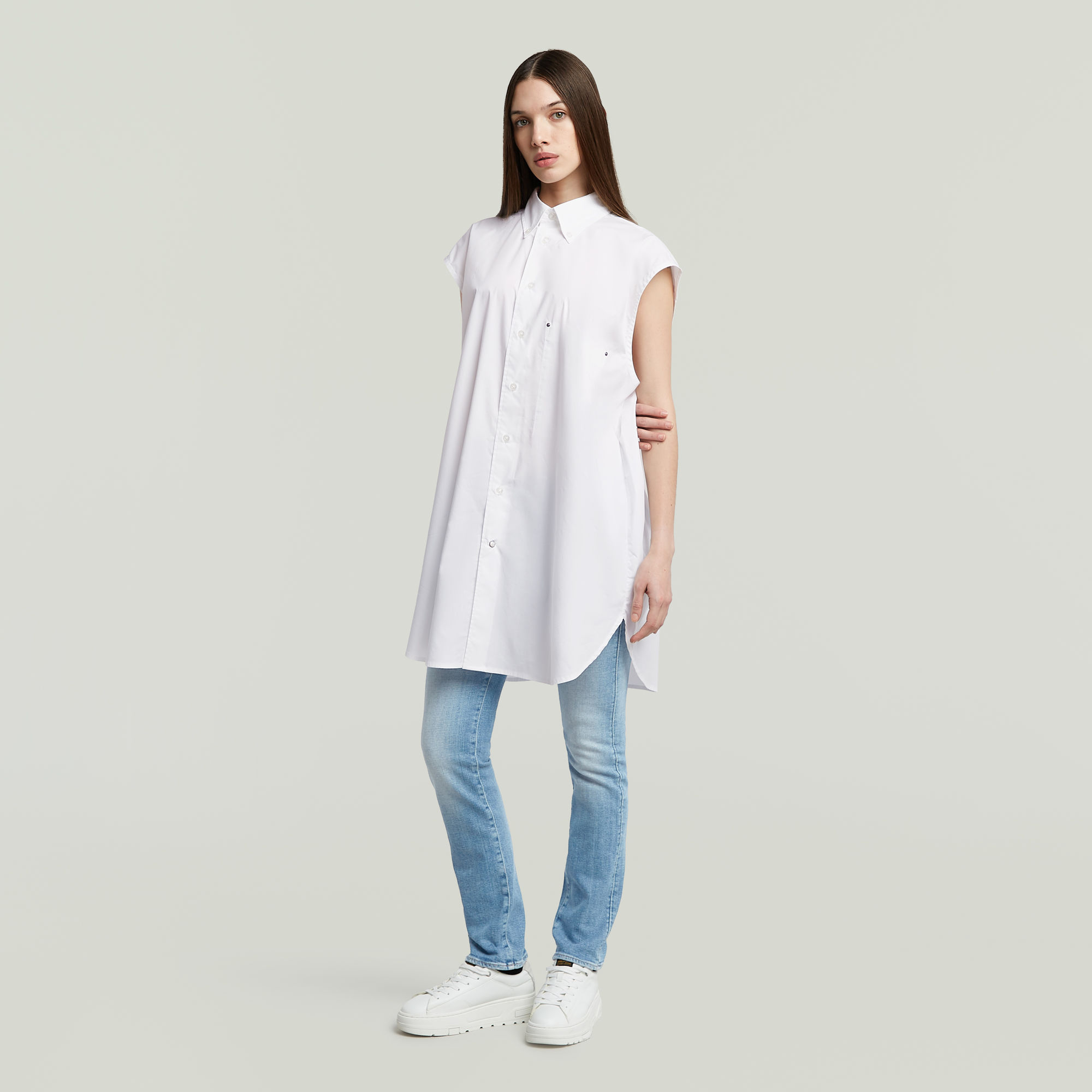G-Star RAW Sleeveless Oversized Overhemd Wit Dames