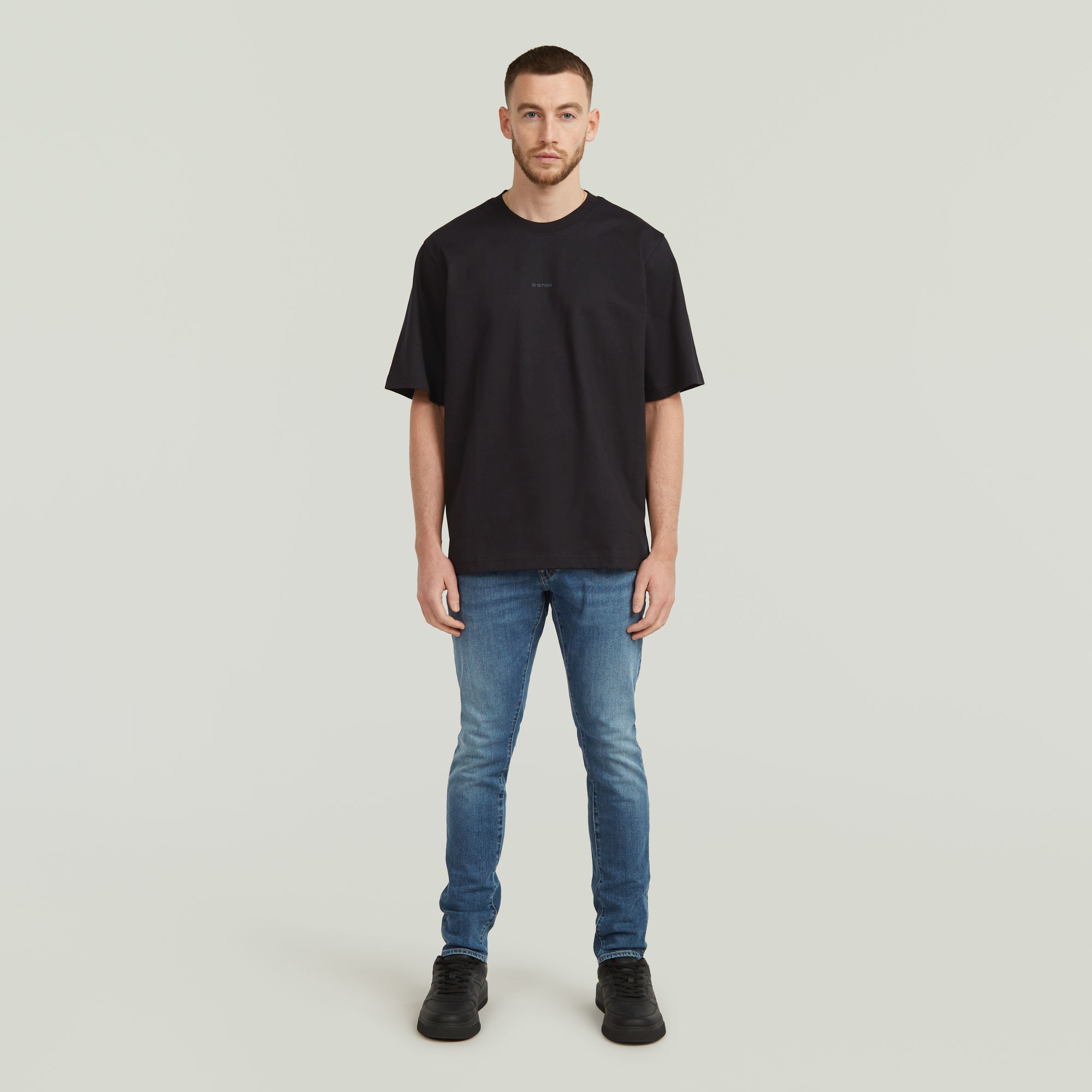 G-Star RAW Center Chest Logo Loose Boxy T-Shirt Zwart Heren