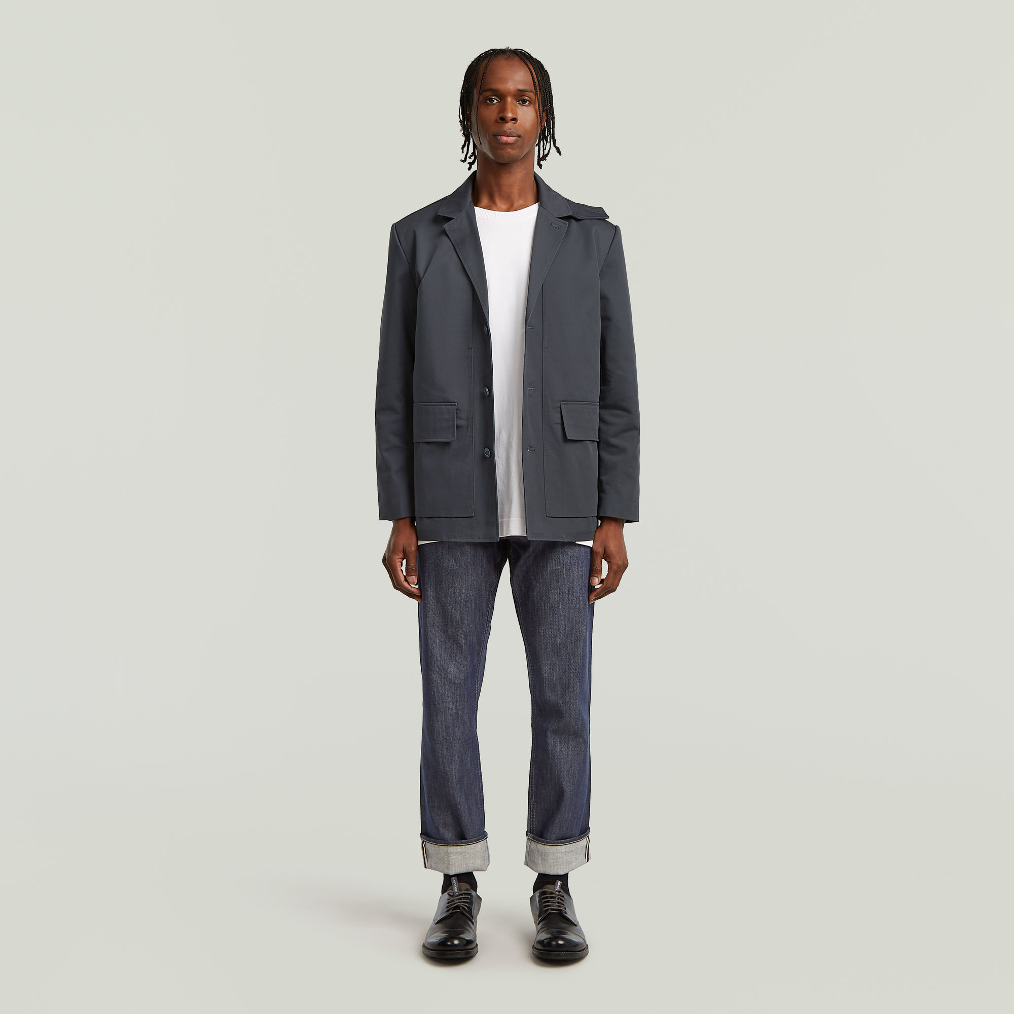 G-Star RAW Mosa Straight Selvedge Jeans Donkerblauw Heren
