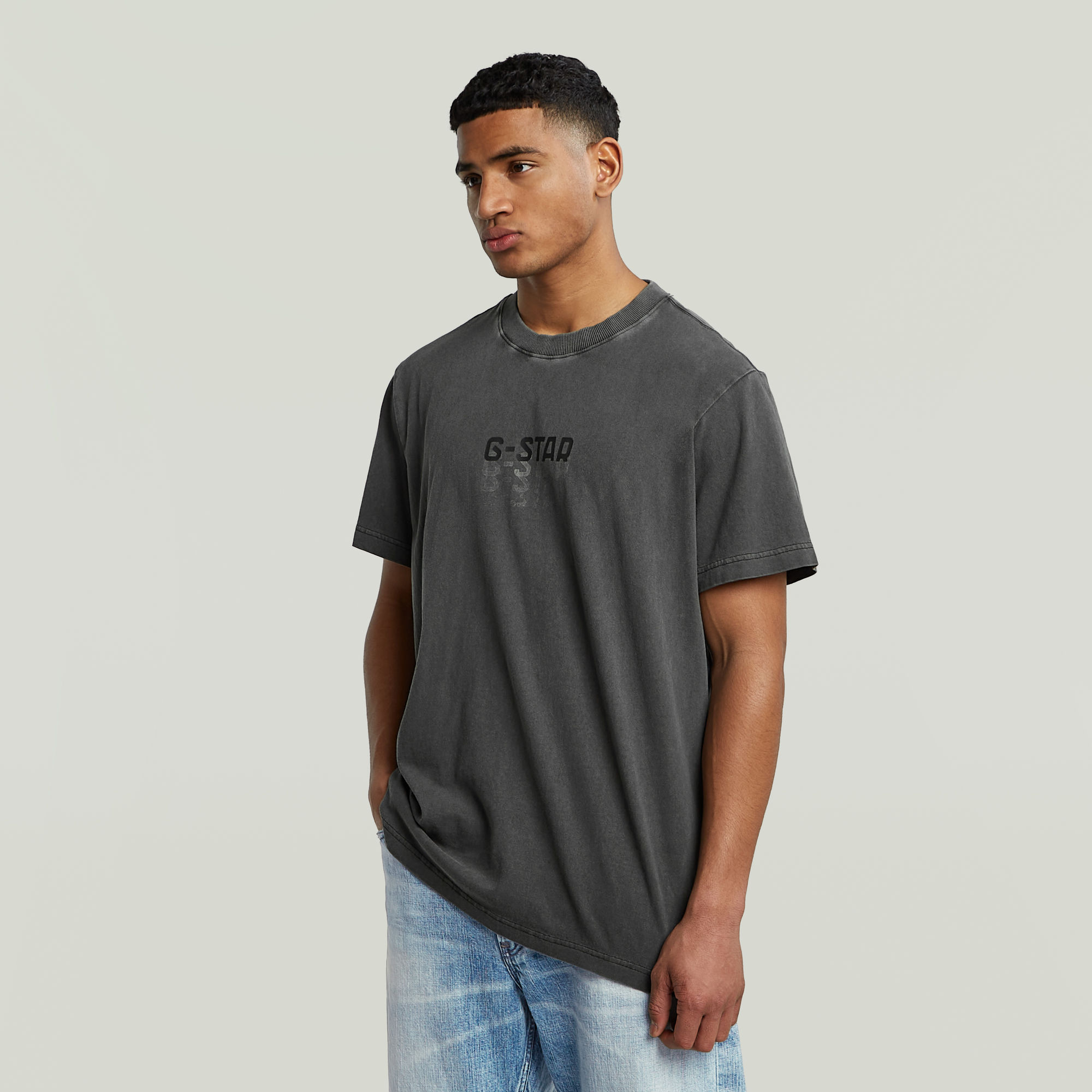 G-Star RAW Multi Logo Overdyed Loose T-Shirt Zwart Heren