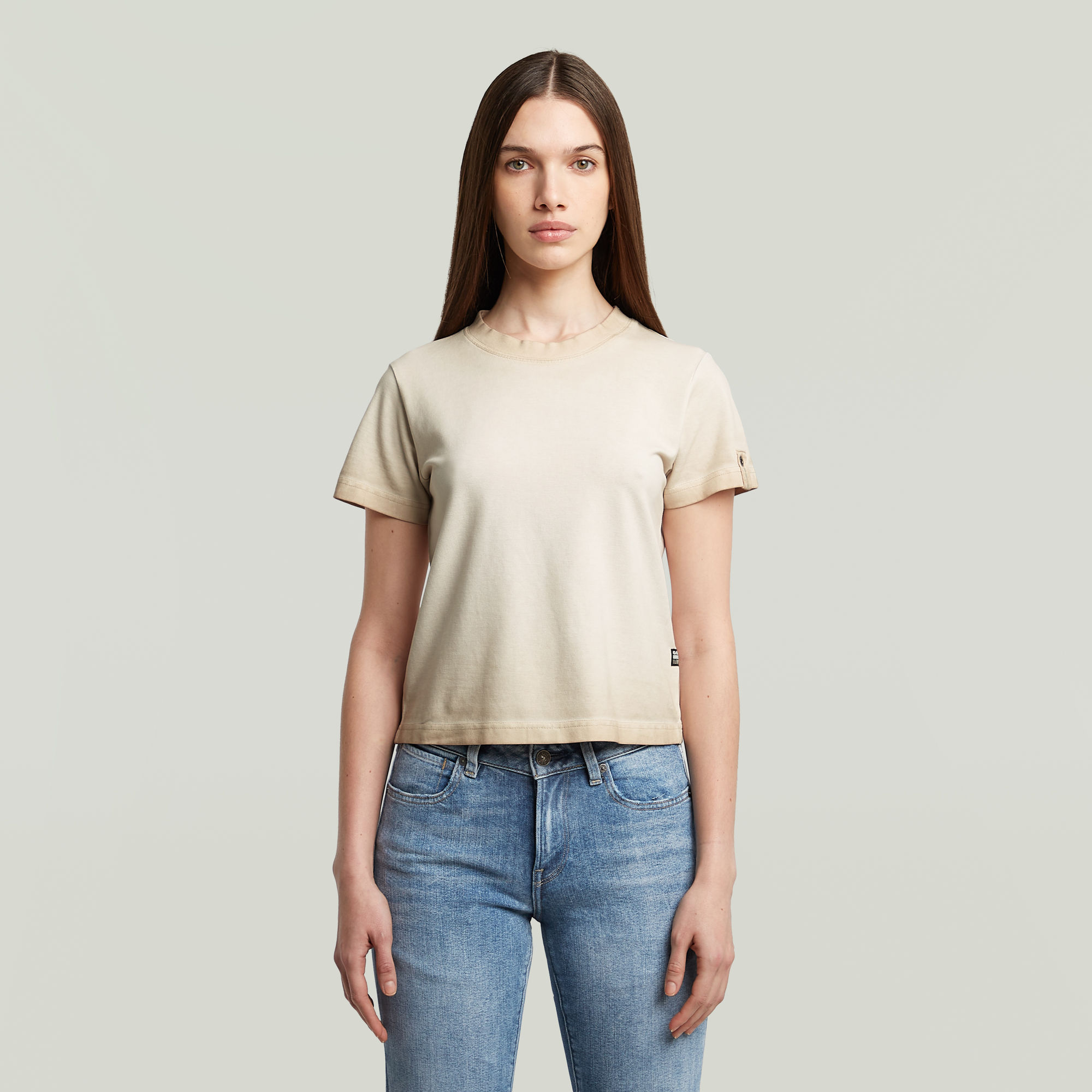 

Overdyed Micro Boxy Top - Beige - Women