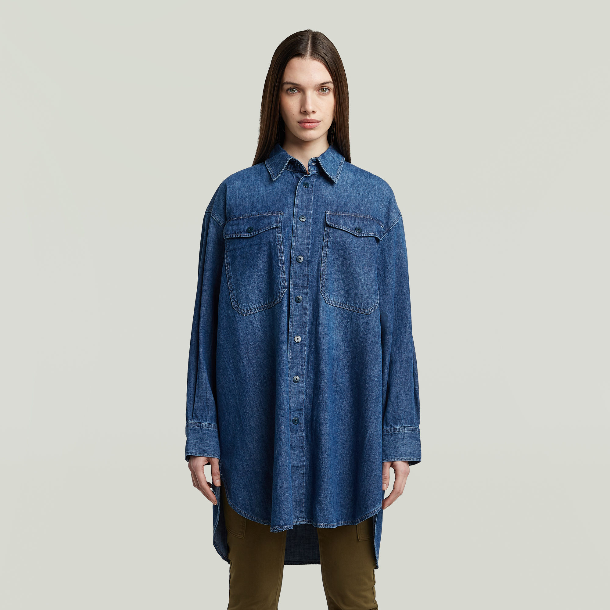 

Oversized Denim Blouse Evergreen - Midden blauw - Dames