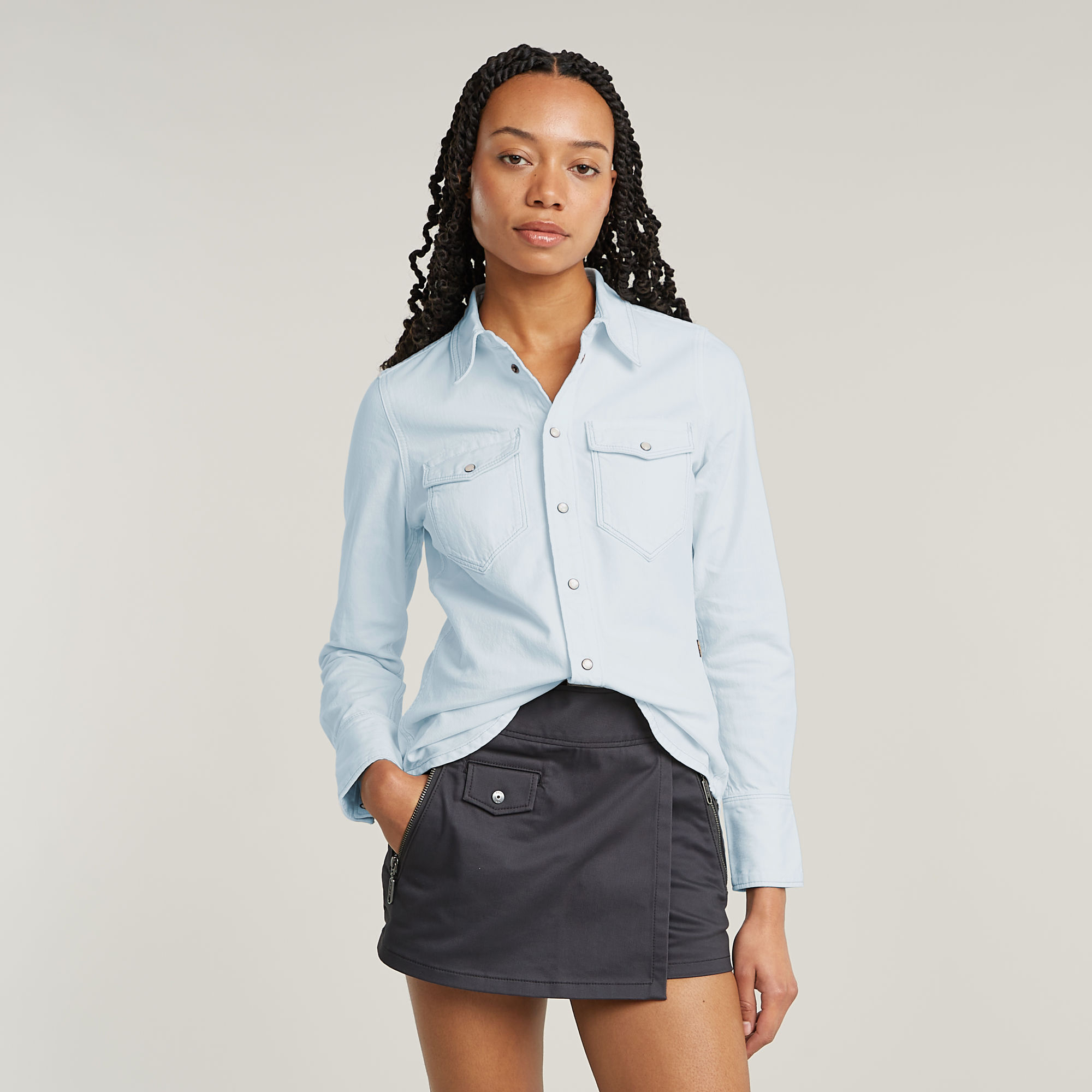 G-Star RAW Slim Western Shirt Lichtblauw Dames