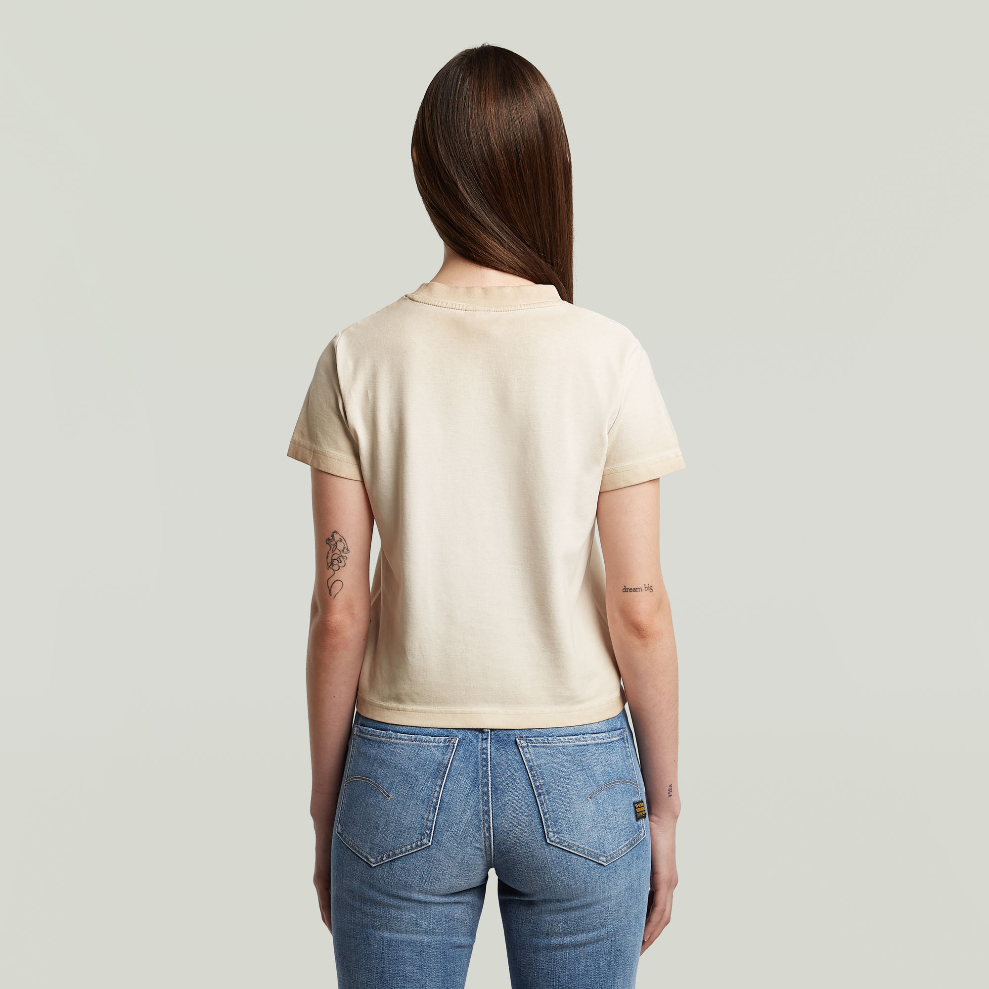 G-Star RAW Overdyed Micro Boxy Top Beige Dames