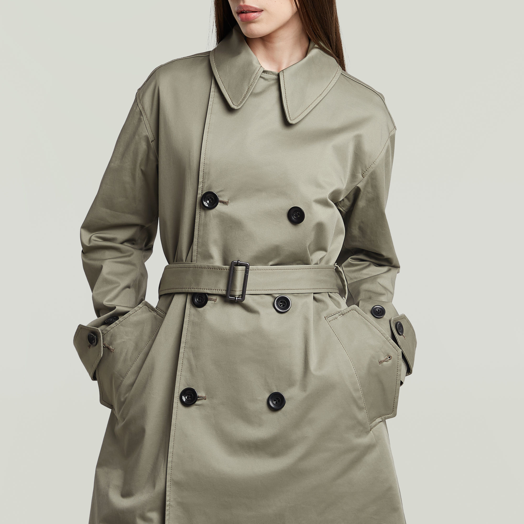 G-Star RAW High Trenchcoat Groen Dames