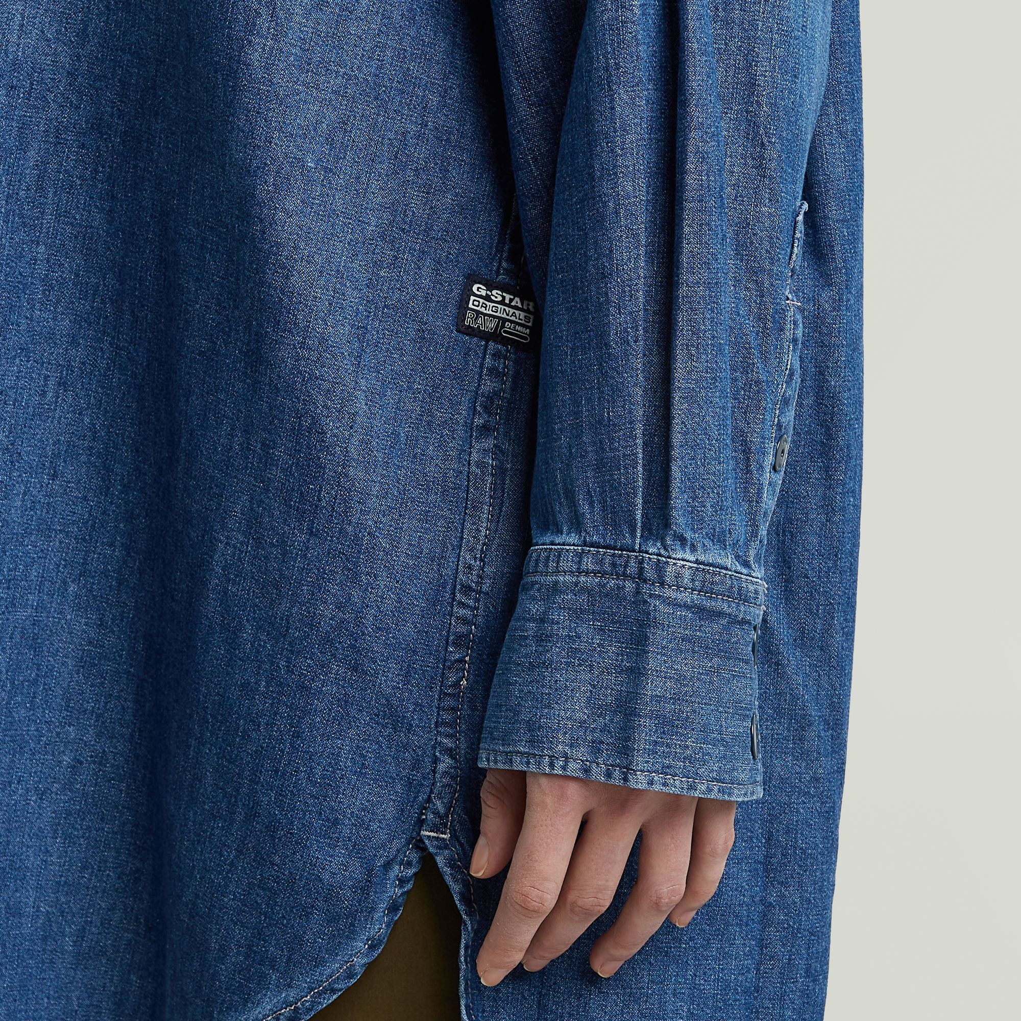G-Star RAW Oversized Denim Blouse Evergreen Midden blauw Dames