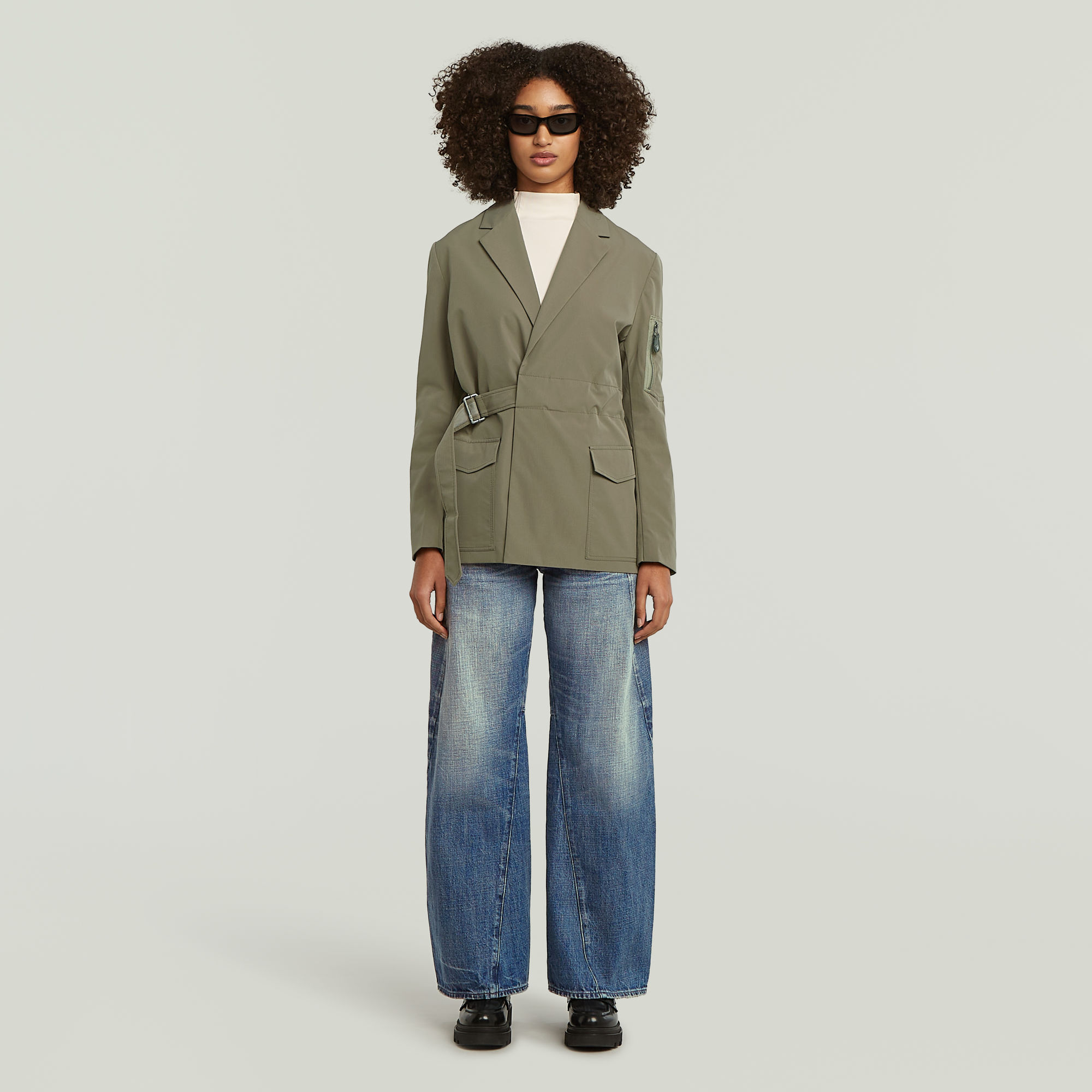 Thumbnail - Belted Blazer - Braun - Damen