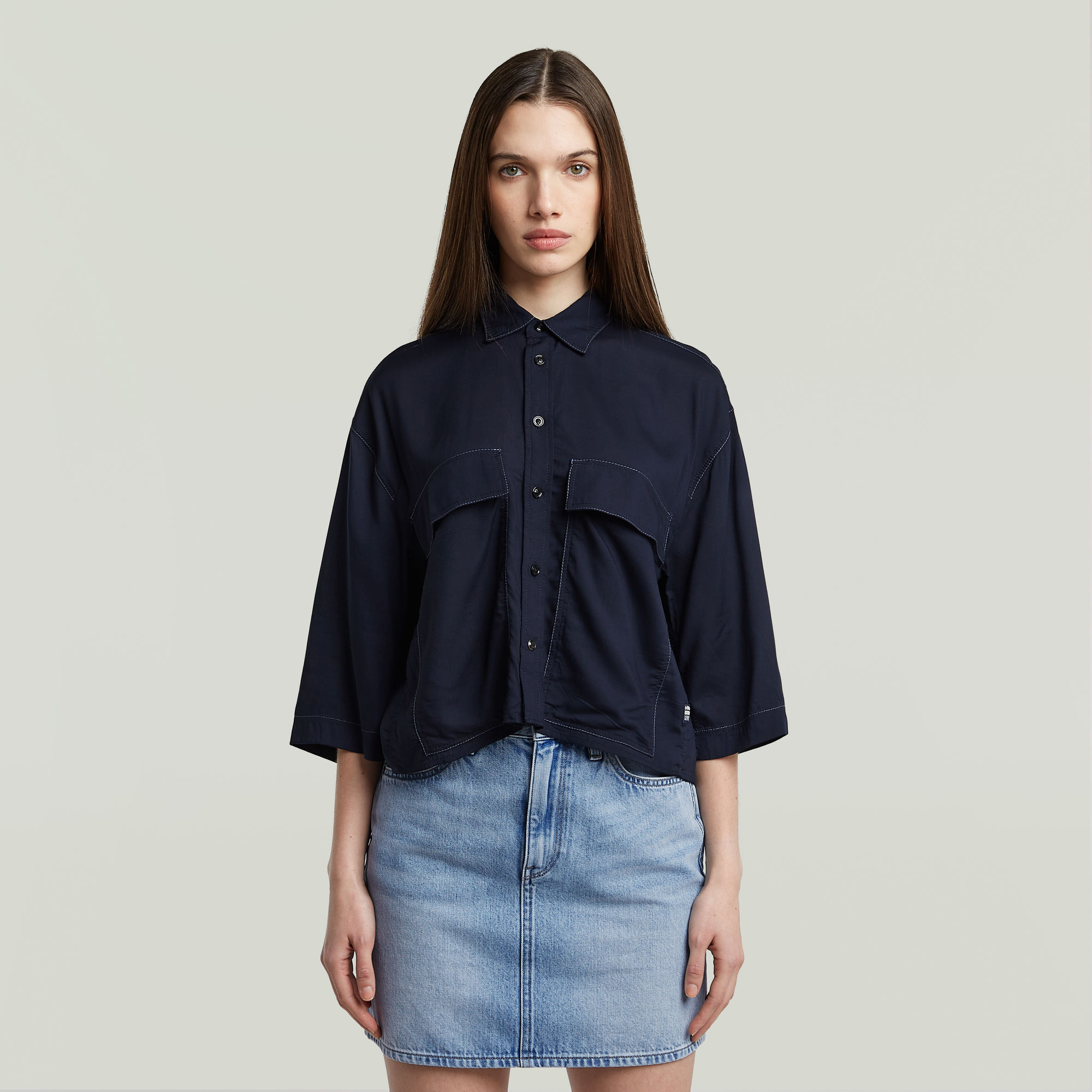 

Boxy Shirt - Dark blue - Women