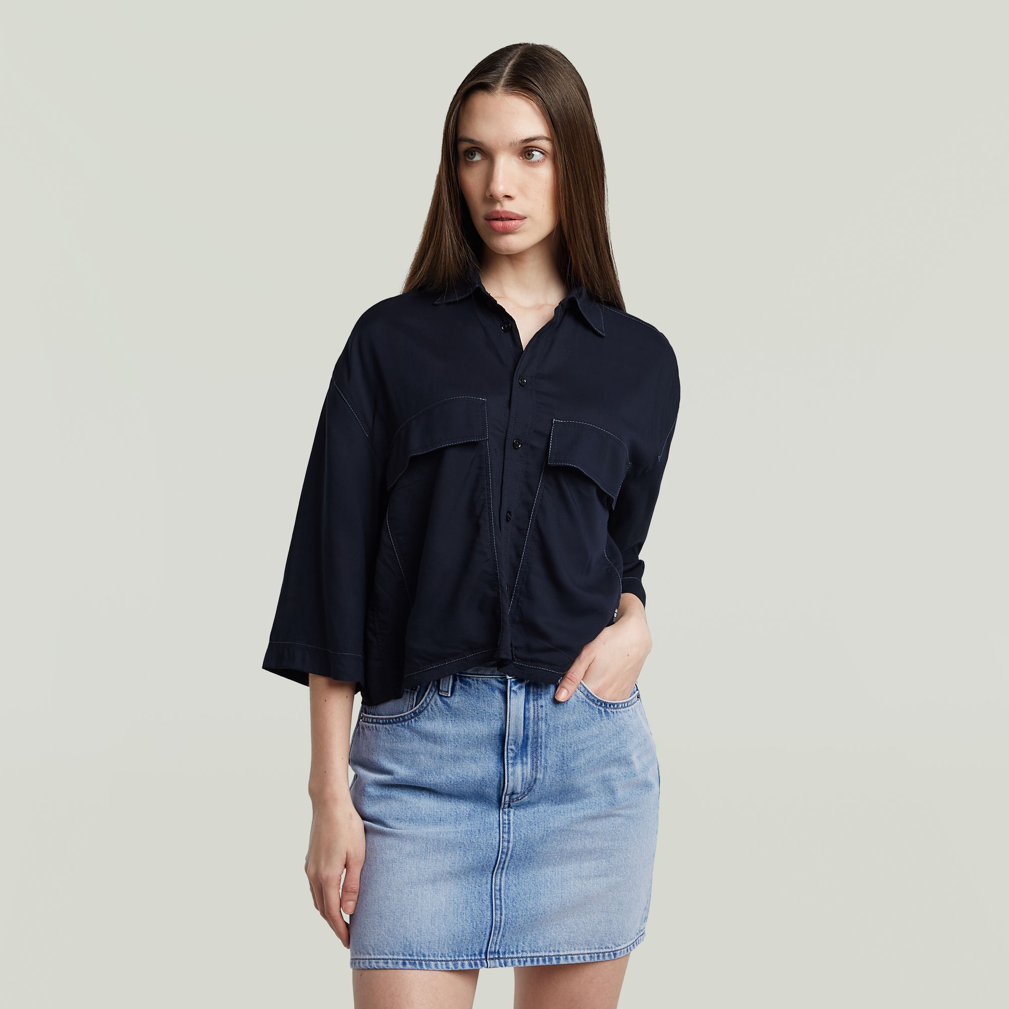 G-Star RAW Boxy Shirt Donkerblauw Dames
