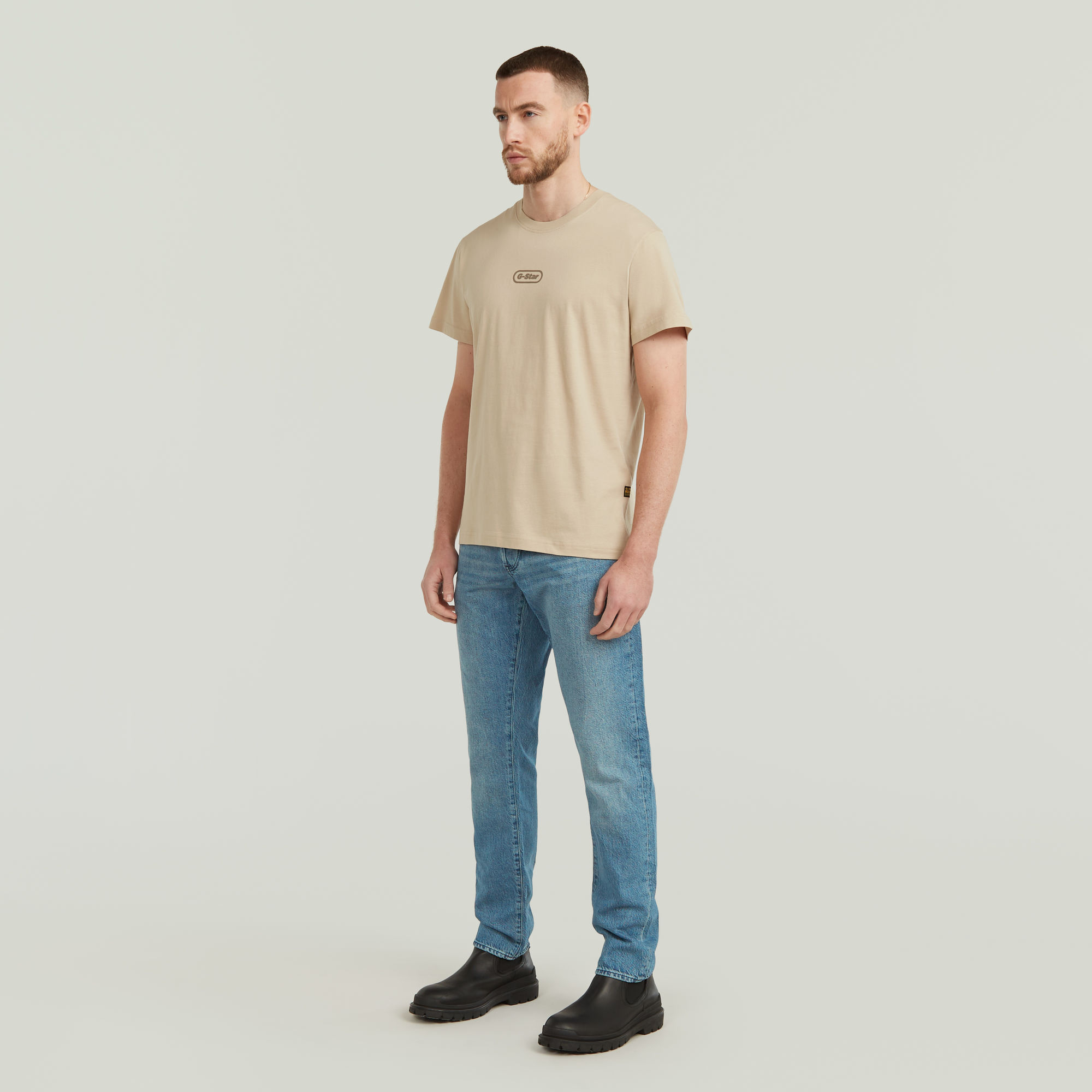G-Star RAW Center Chest Logo T-Shirt Beige Heren