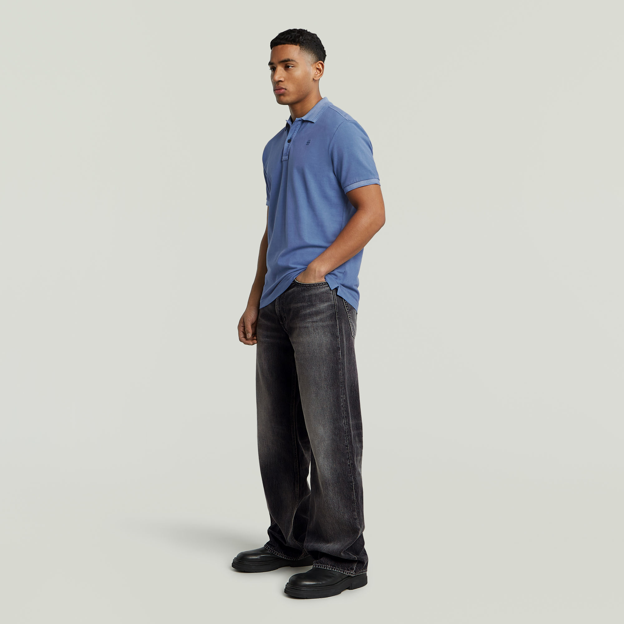 G-Star RAW Dunda Overdyed Slim Polo Midden blauw Heren
