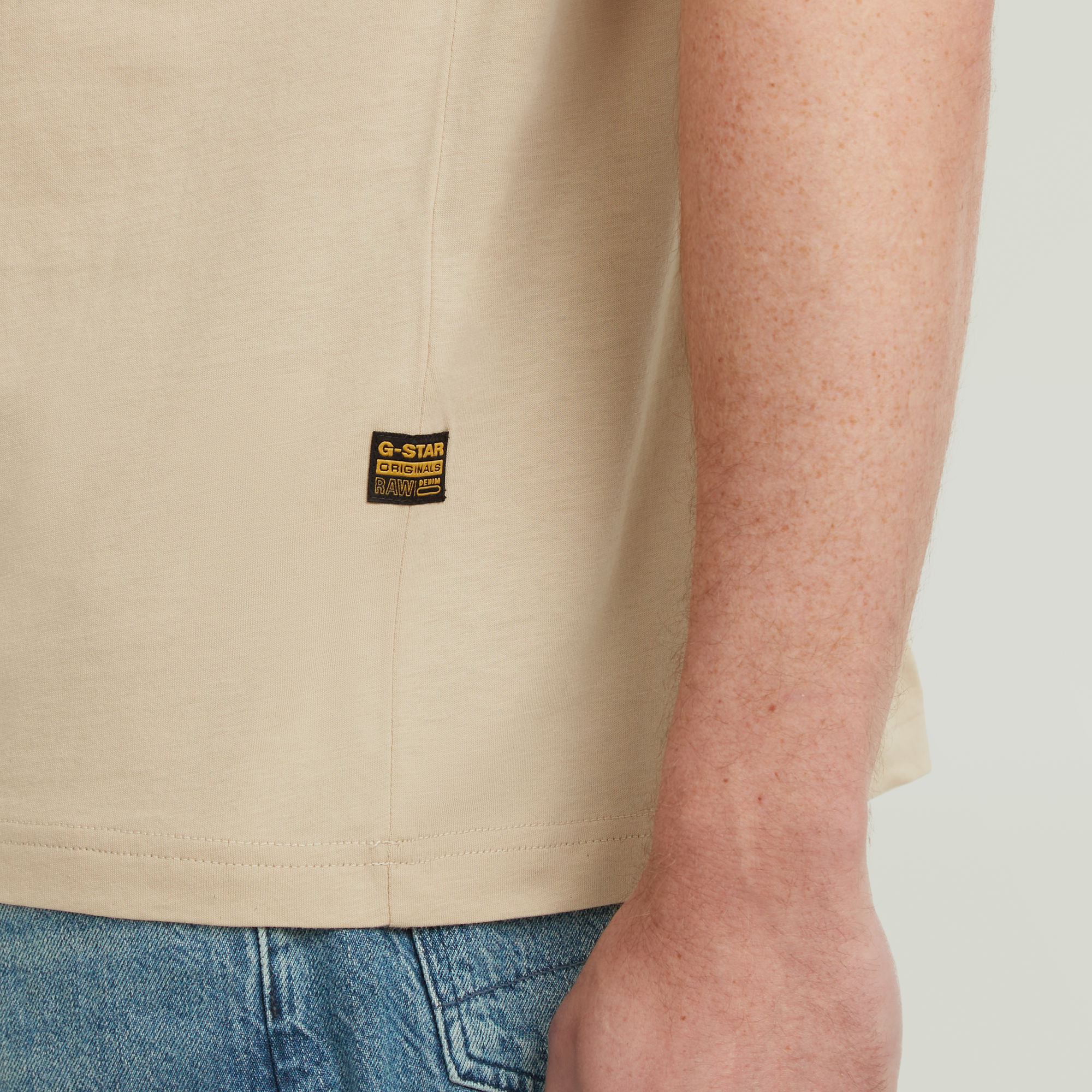 G-Star RAW Center Chest Logo T-Shirt Beige Heren