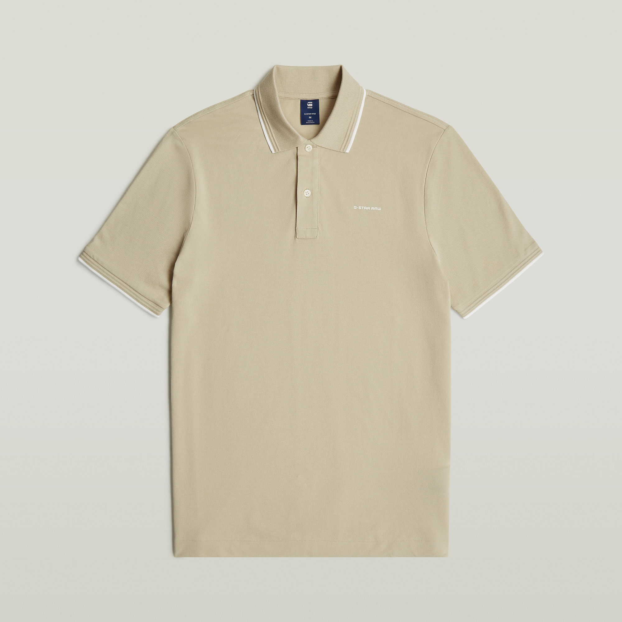 G-Star RAW Chest Logo Striped Polo Beige Heren