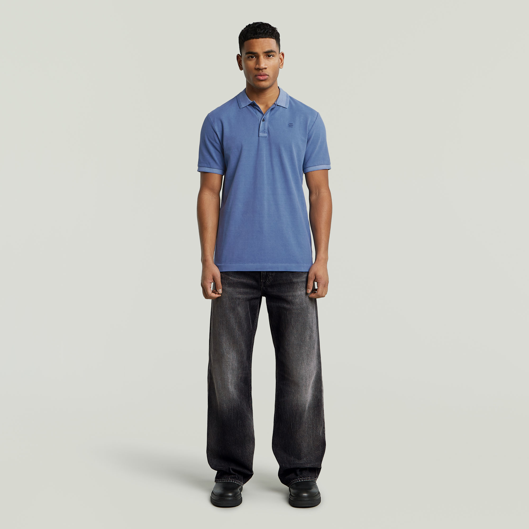 G-Star RAW Dunda Overdyed Slim Polo Midden blauw Heren