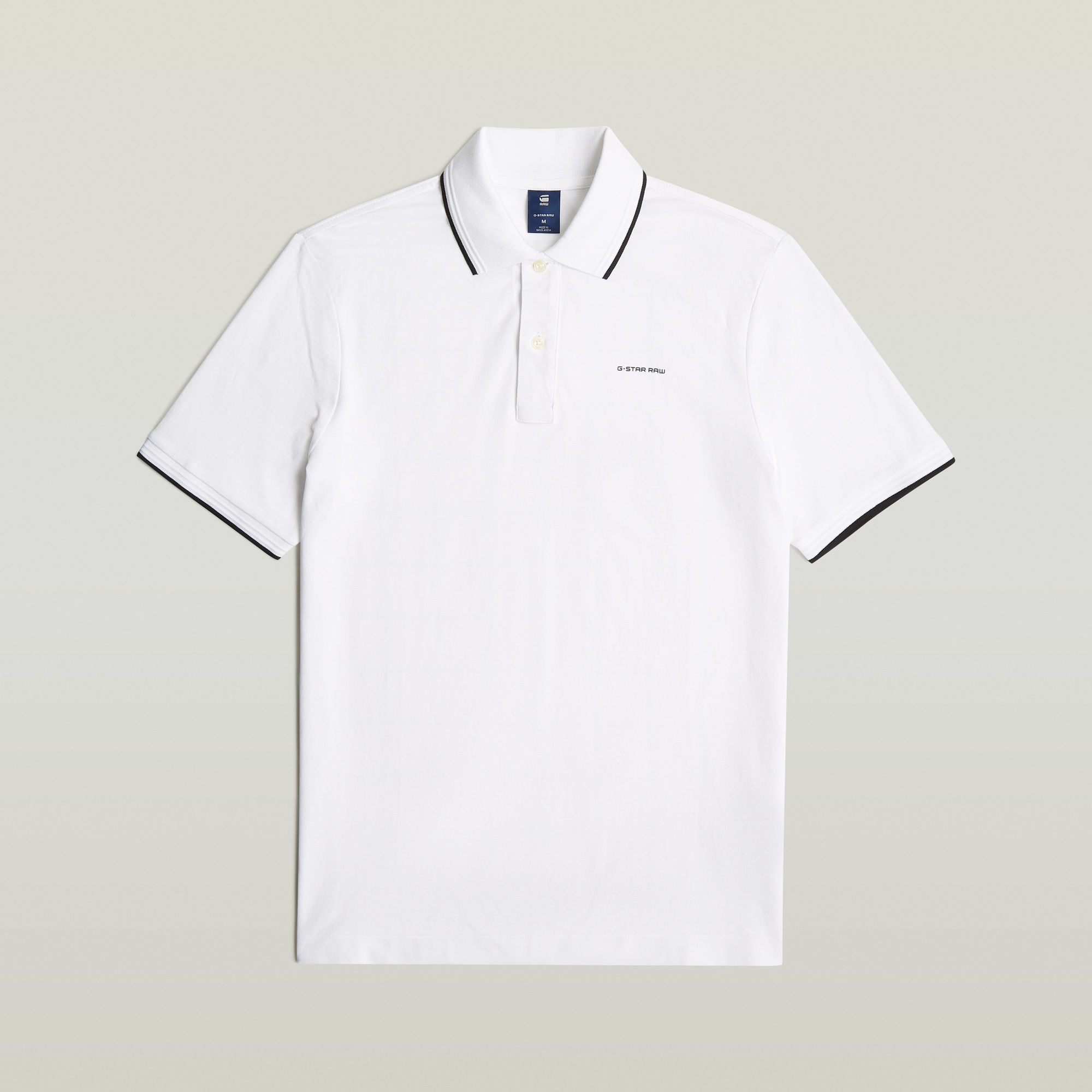 G-Star RAW Chest Logo Striped Polo Wit Heren